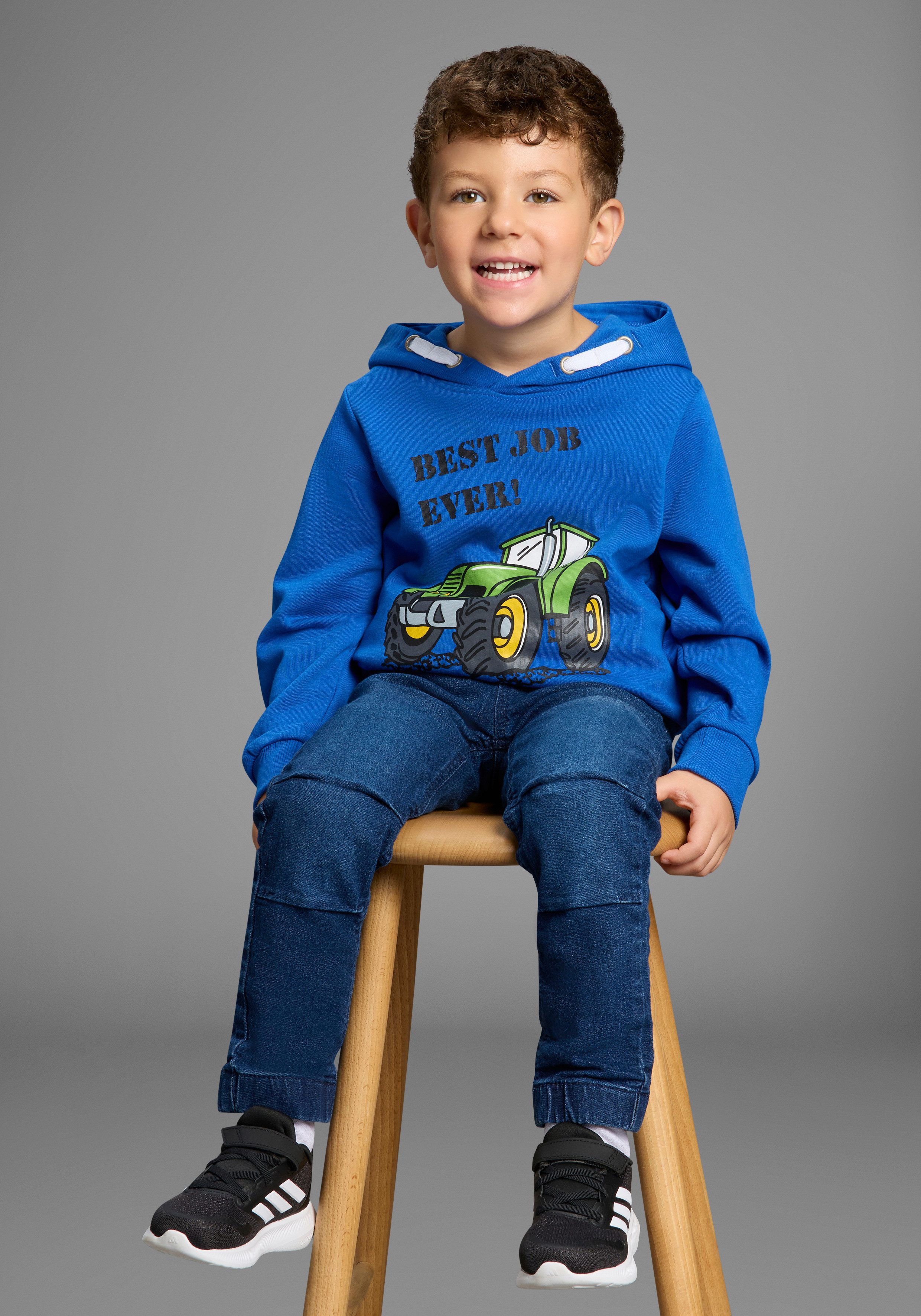 KIDSWORLD Hoodie BEST JOB EVER! Hooded sweatshirt met tractor-print