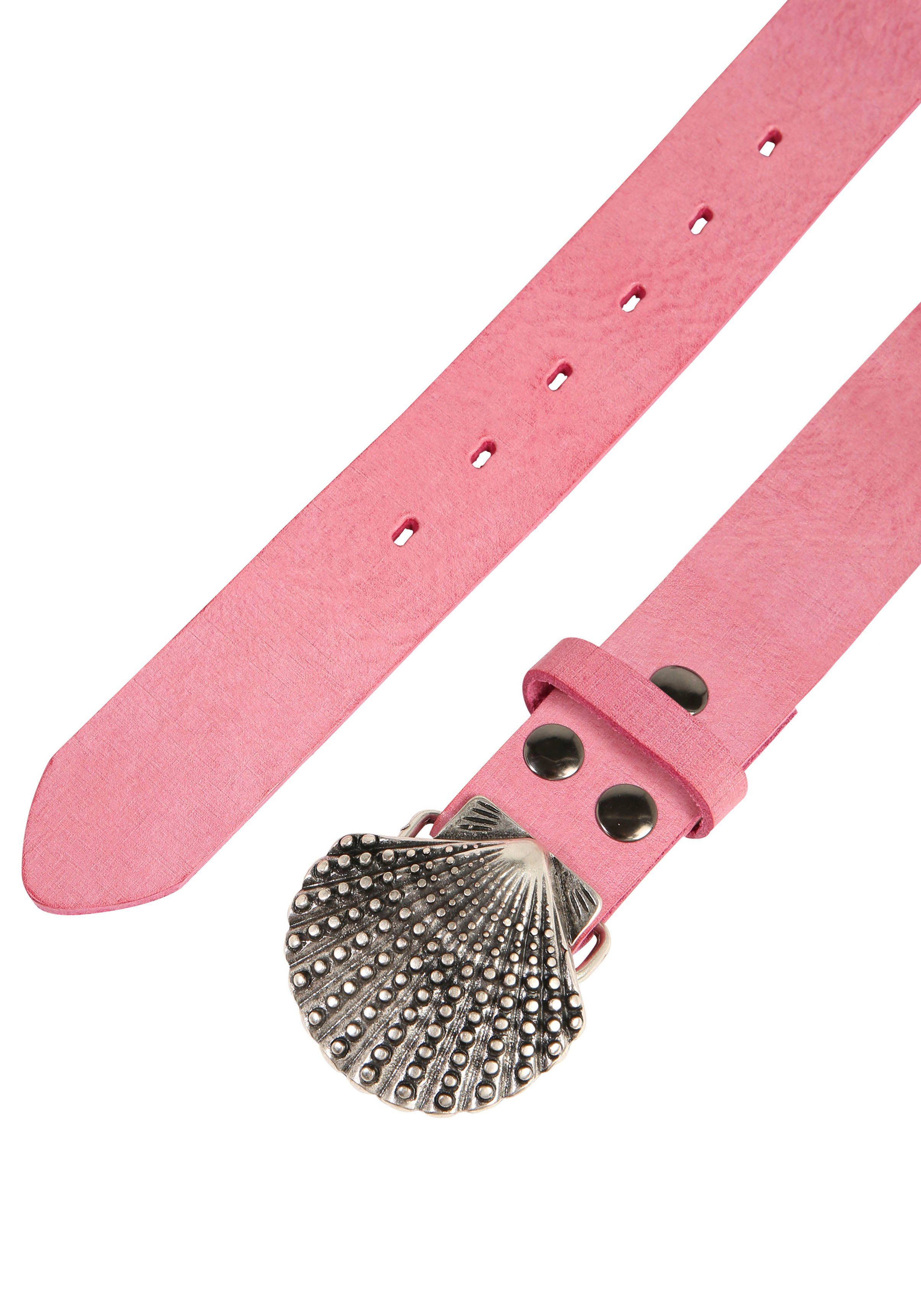 RETTUNGSRING by showroom 019° Leren riem met verwisselbare sluiting "schelp nieten"