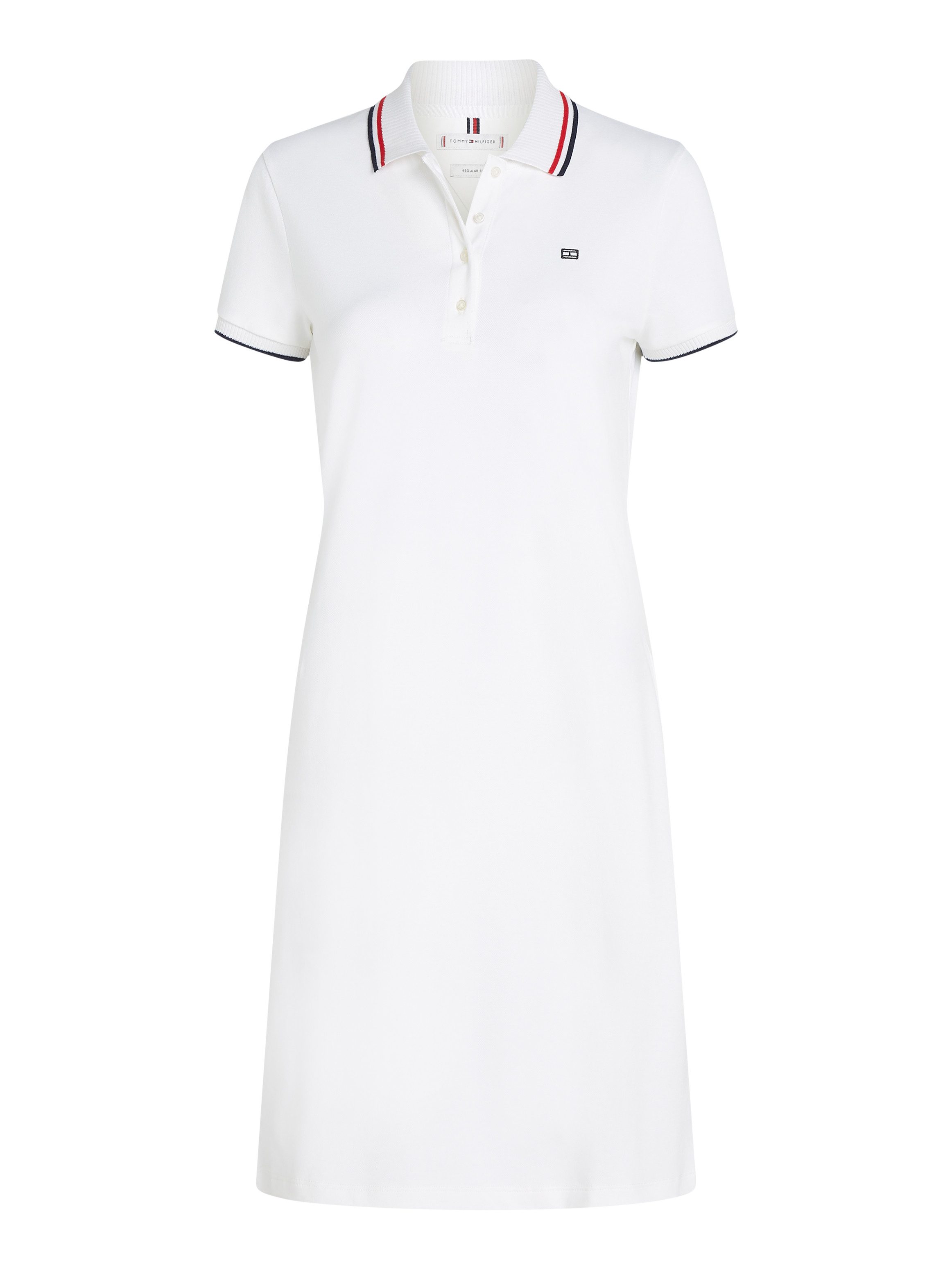 Tommy Hilfiger Polojurk SPORTY FEMININE REG POLO DRESS met contraststrepen, logo borduring