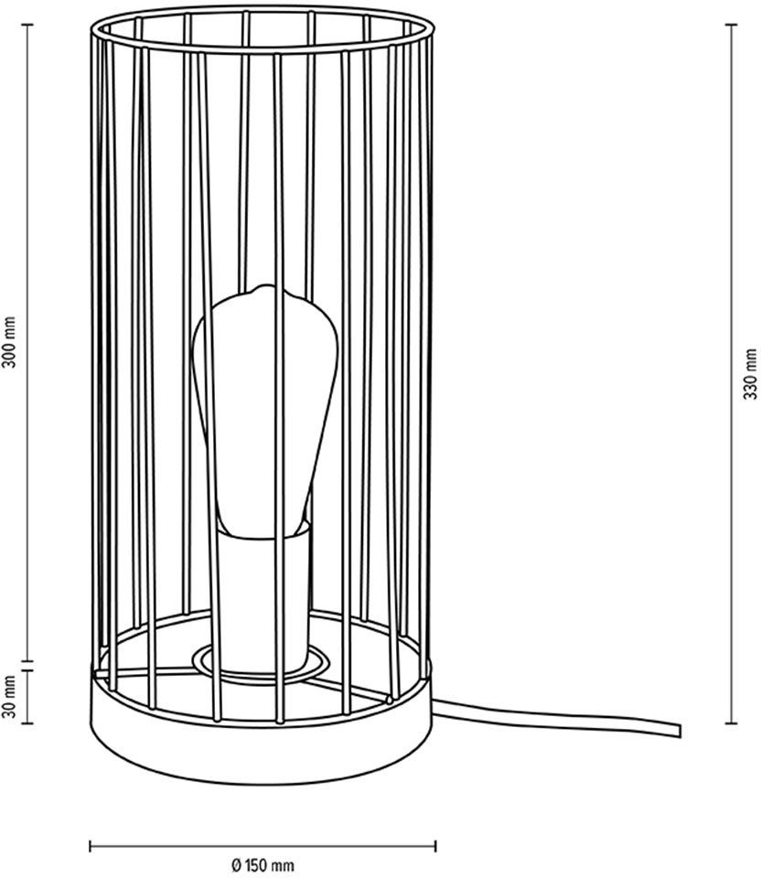 BRITOP LIGHTING Tafellamp Swan Decoratieve lamp van grenenhout, FSC®-gecertificeerd, met draadkap (1 stuk)