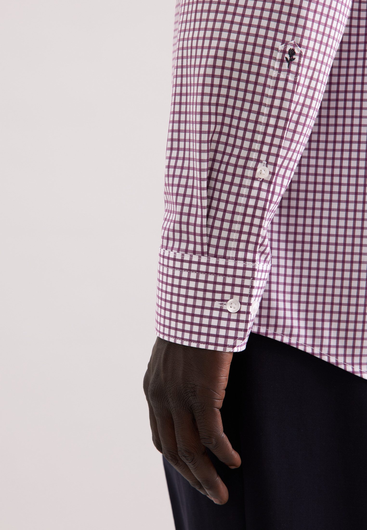 seidensticker Businessoverhemd Zwarte roos Regular 1/1 Bedekte Button-Down-kraag ruit