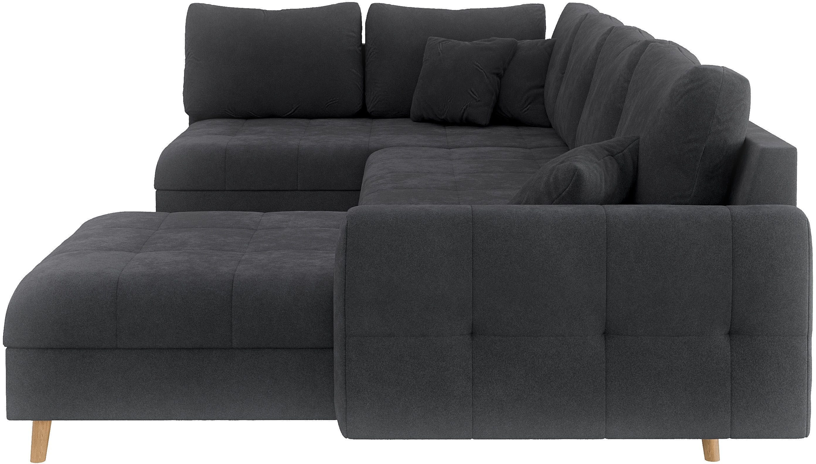 Home affaire Zithoek CHARRE U-vorm met ottomane, afmetingen B/D/H: 310/161/81 cm fijne stiksels, losse rug- en sierkussens, ook in cord en bouclé