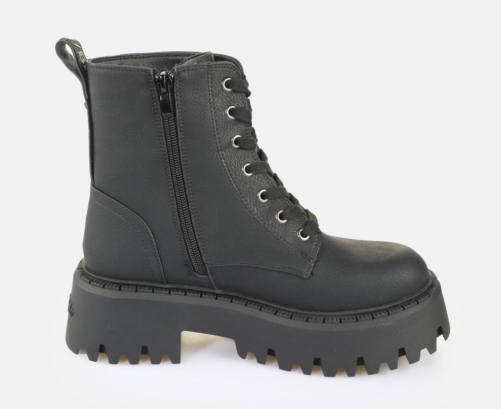 Buffalo Veterschoenen Aspen Lace Up Warm Plateauzolen, bikerboots met vetersluiting en ritssluiting