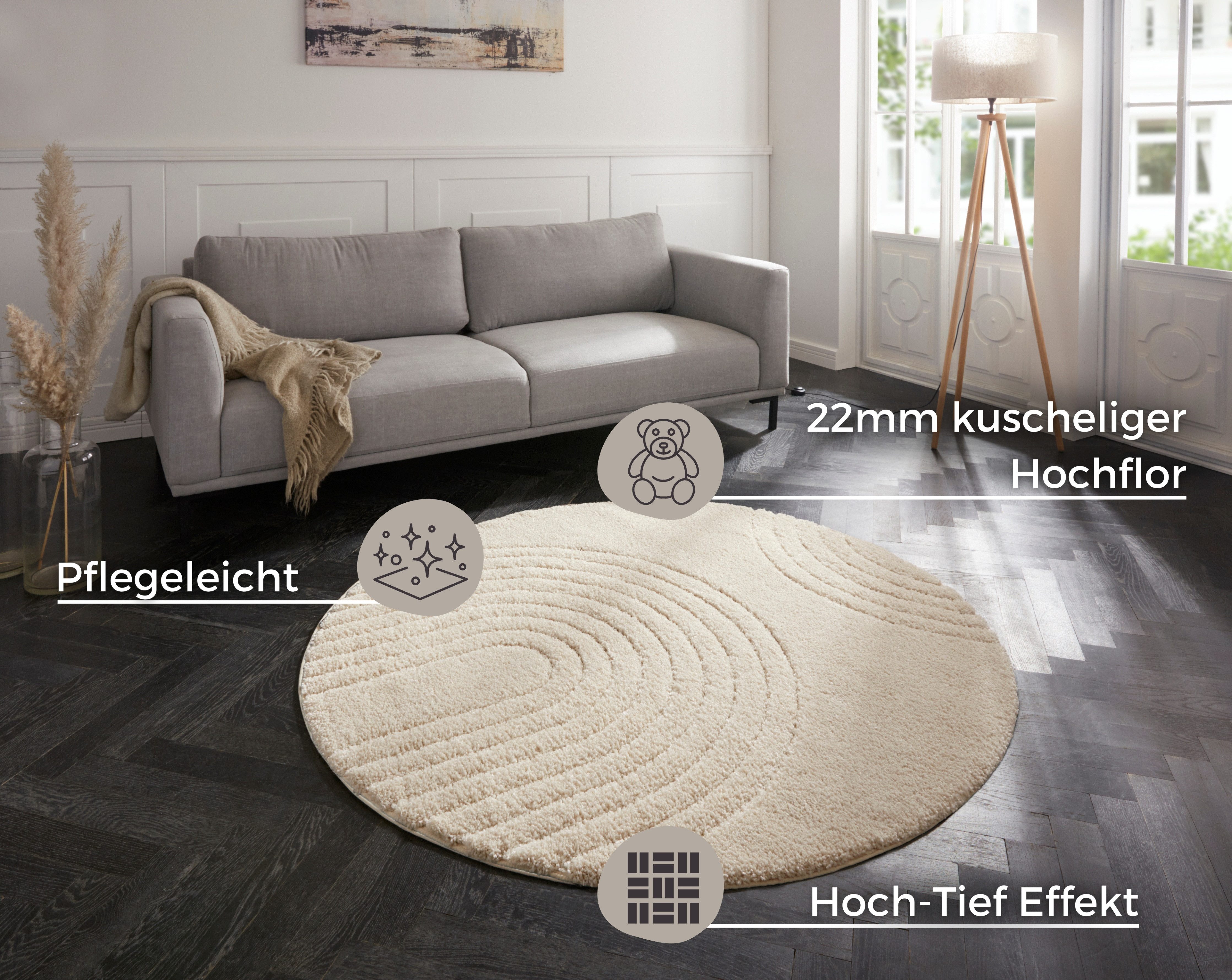 HANSE Home Vloerkleed Fergus Shaggy, zacht, scandi, pluizig, woonkamer, slaapkamer, hal