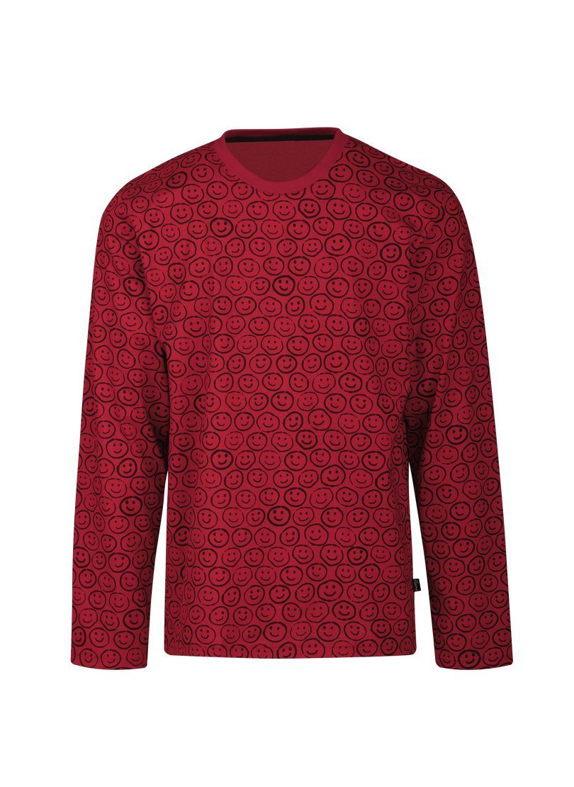 Trigema Pyjama TRIGEMA pyjama top langarm met smiley patroon (1-delig)