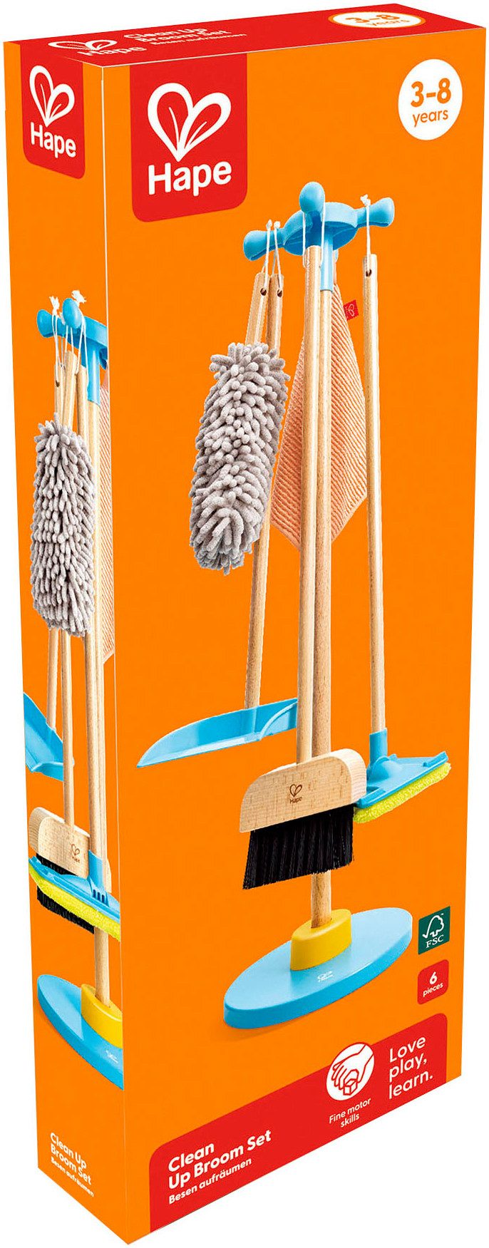Hape Kinderbezem Speelgoed schoonmaakset met opbergstandaard (set, 6-delig)