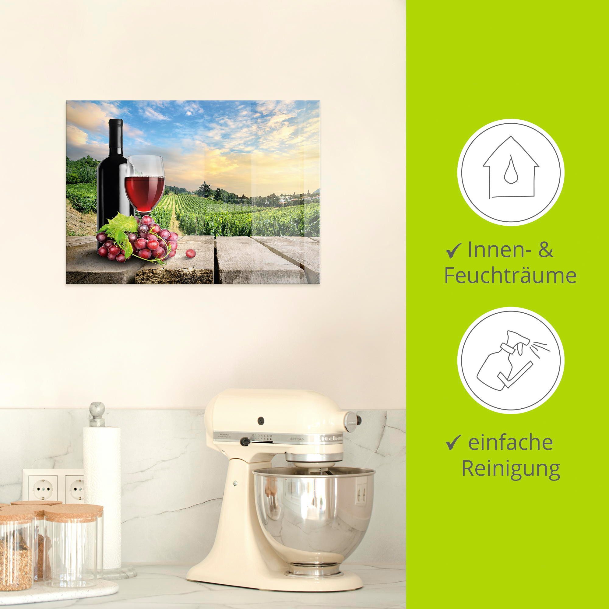 Artland Print op glas Wijn voor wijnbergen in verschillende maten
