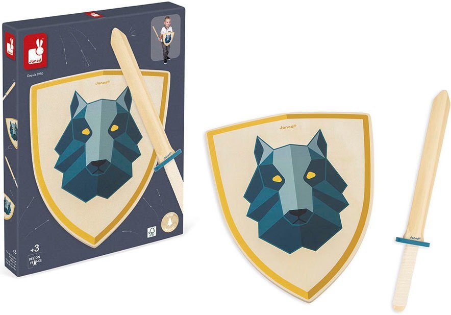 Janod Pijl en boogset voor kinderen Ridder-set wolf FSC®- beschermt bos - wereldwijd