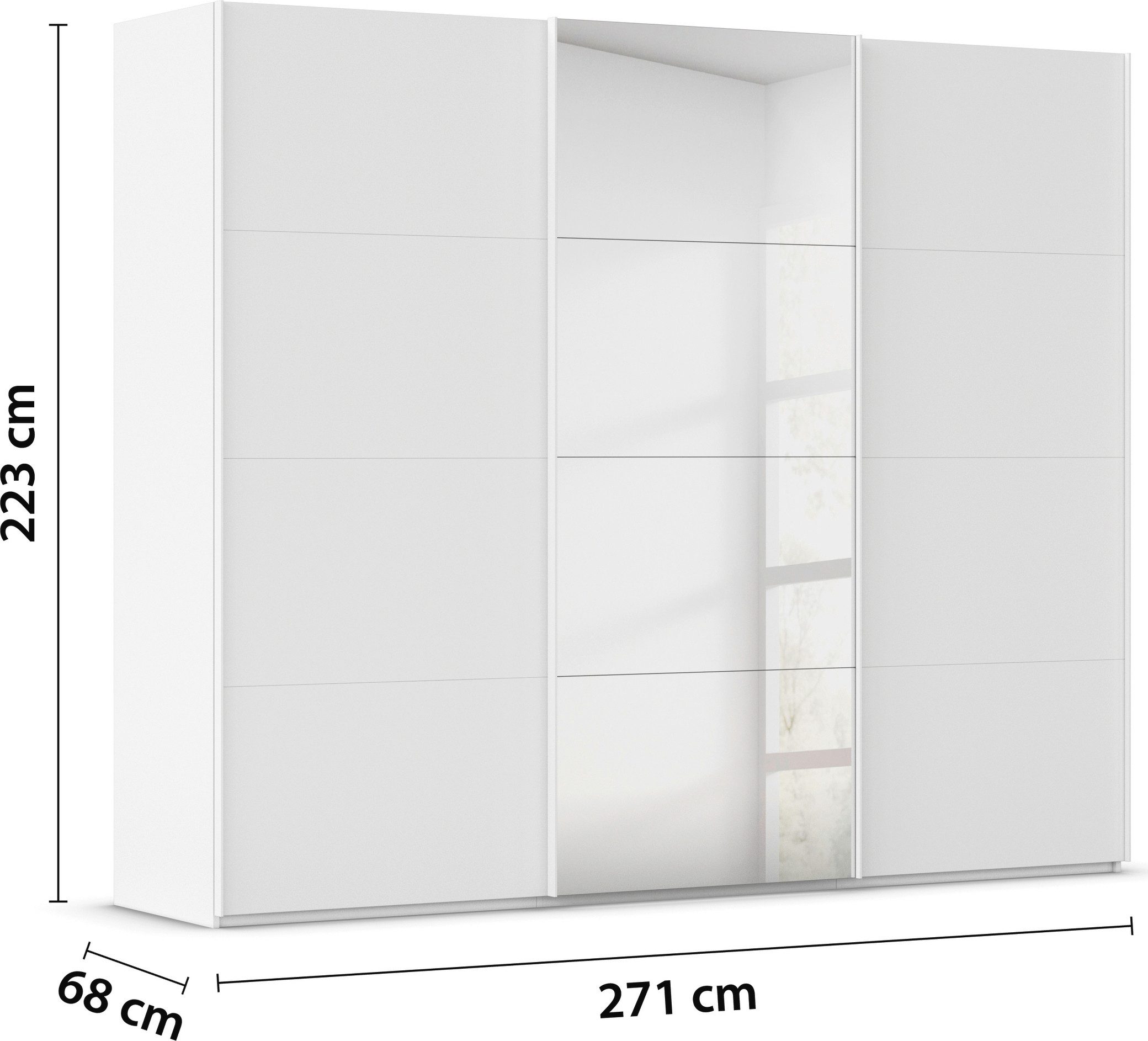 rauch Schuifdeurkast Kledingkast Kast Garderobe Slaapkamerkast SCALE-FYRA edel vierdelige deuren met spiegel en veel kleuren made in germany