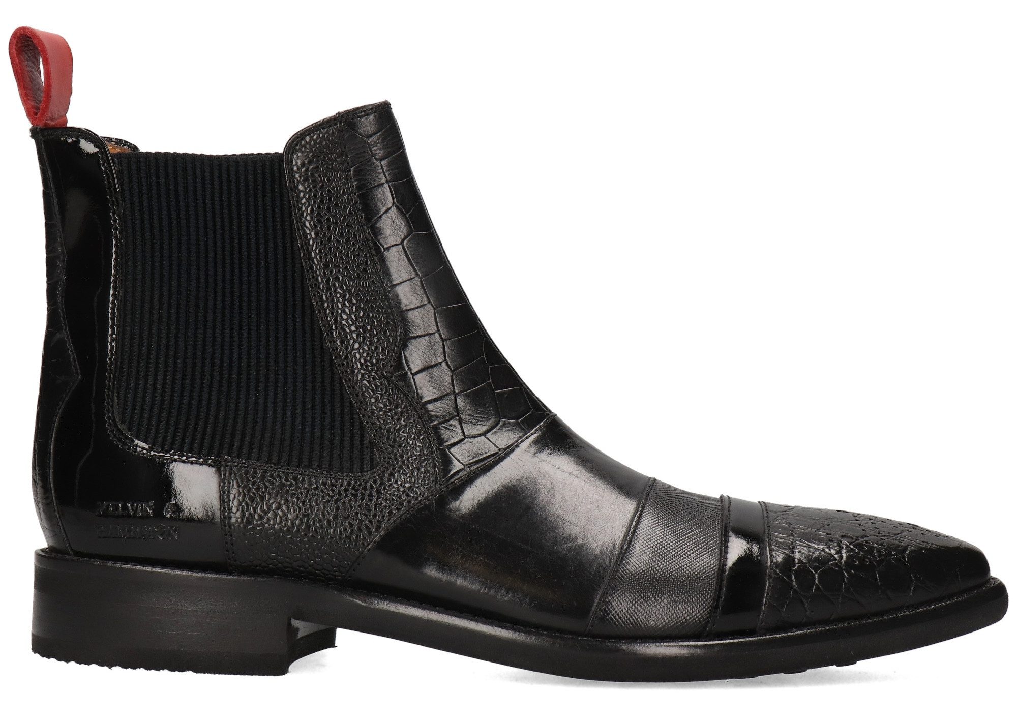 Melvin & Hamilton Chelsea-boots Elvis 12 - plantaardig gelooid Business schoen, pak schoen, enkellaars met reptielenprint