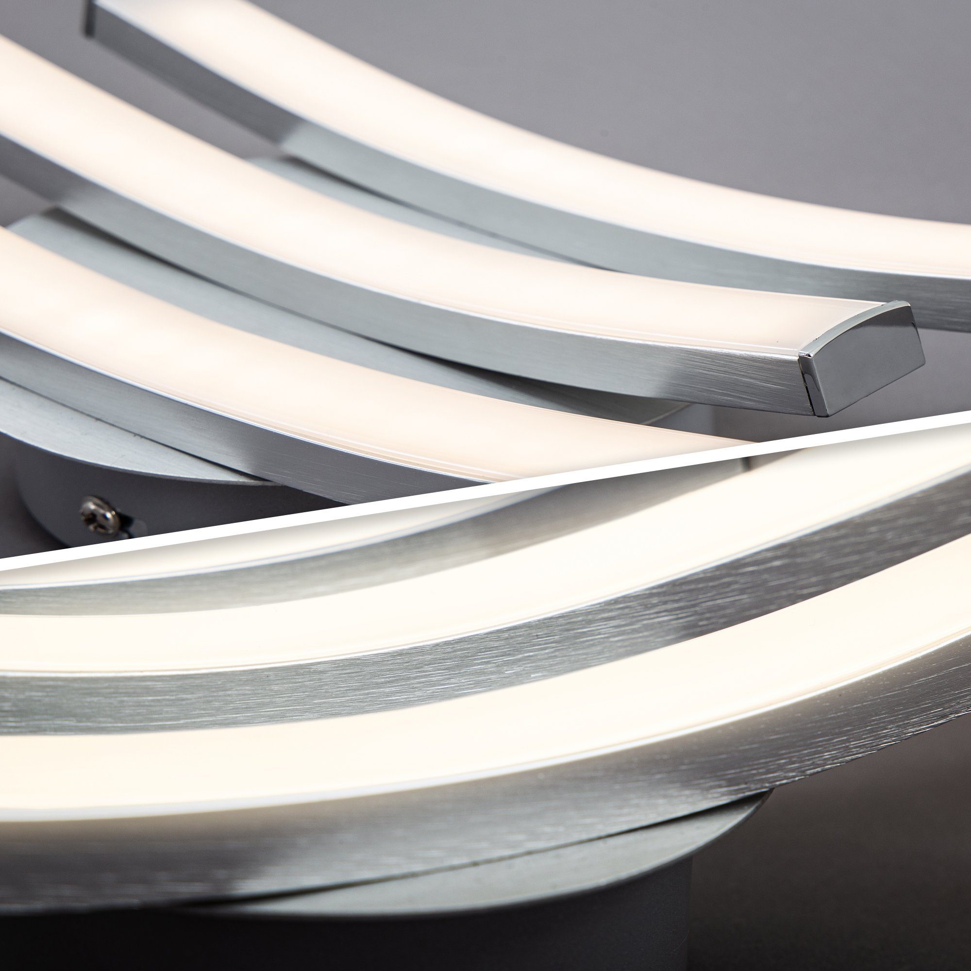 B.K.Licht Led-plafondlamp LED design plafondlamp woonkamer modern acrylwit aluminiumlook 6 Watt