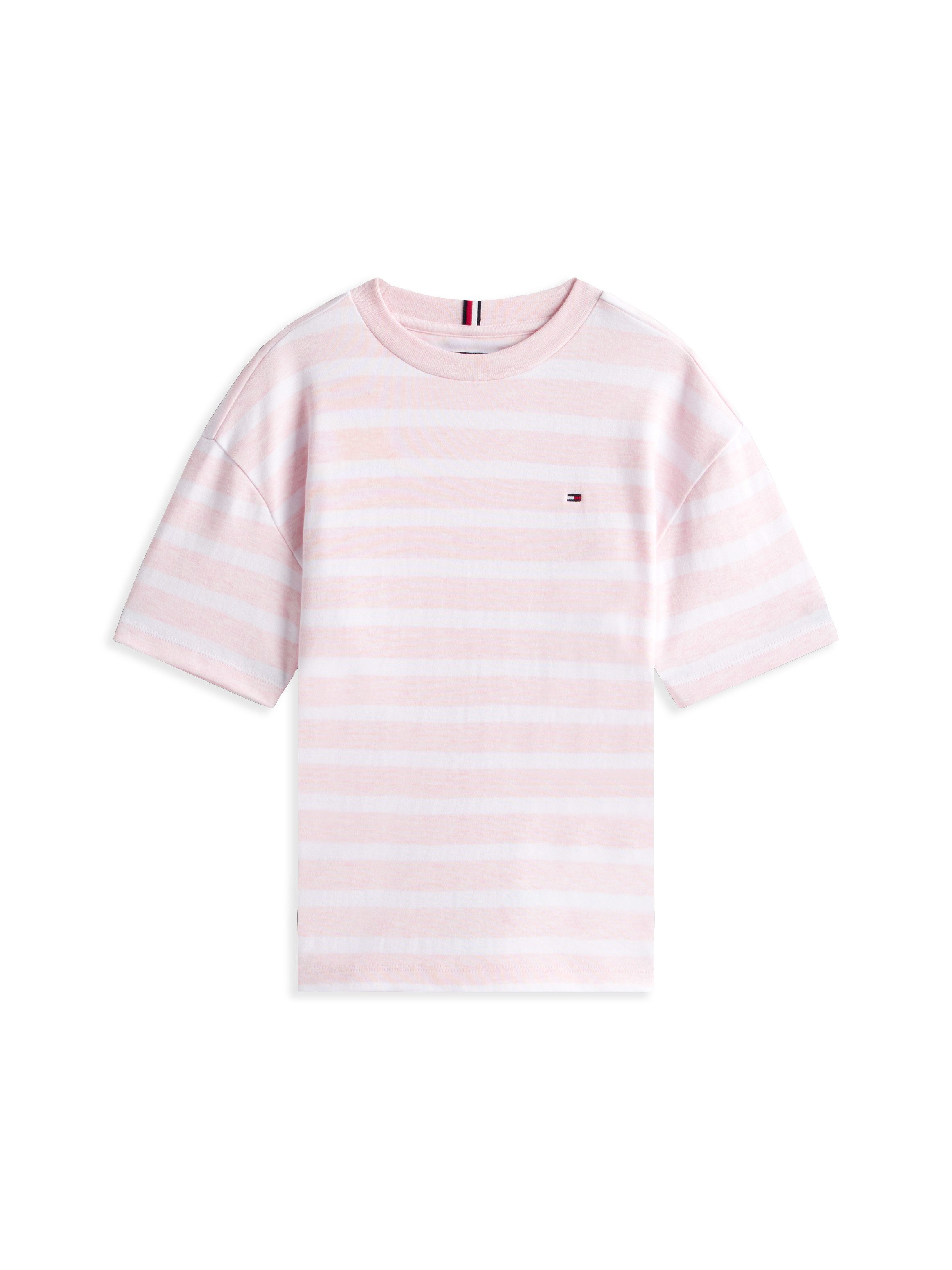 Tommy Hilfiger T-shirt INTERLOCK STRIPE HTR T-SHIRT SS voor kinderen tot 16 jaar, met klein vlag-label