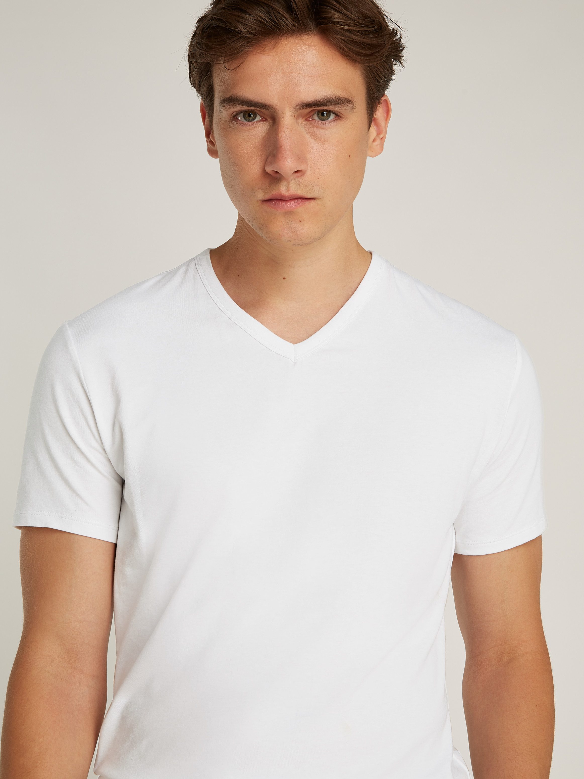 Calvin Klein T-shirt S/S V NECK 3PK met logo aan de zoom (3-delig, Set van 3)