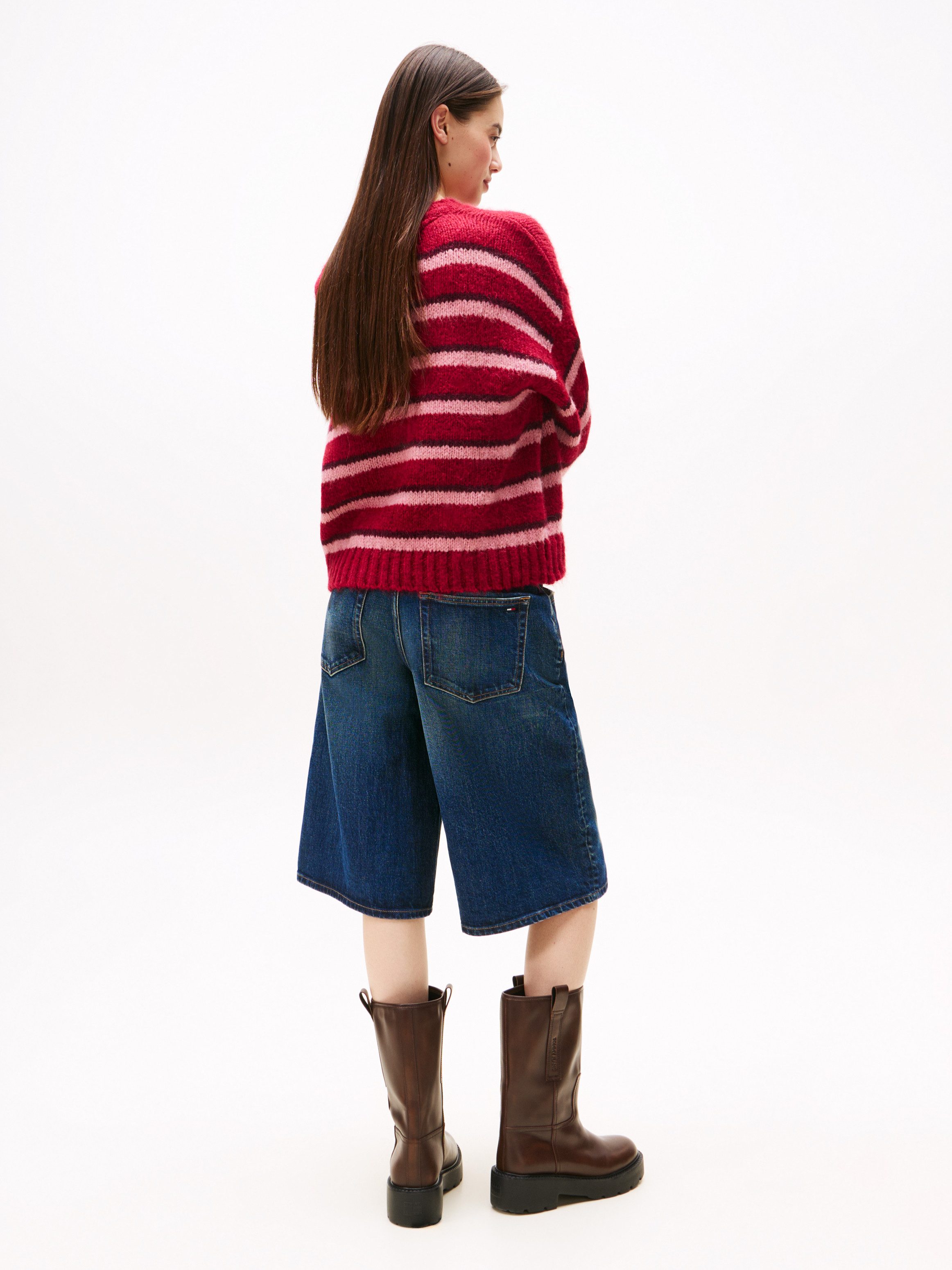 TOMMY JEANS Trui met ronde hals TJW BADGE STRIPE FLUFFY SWEATER