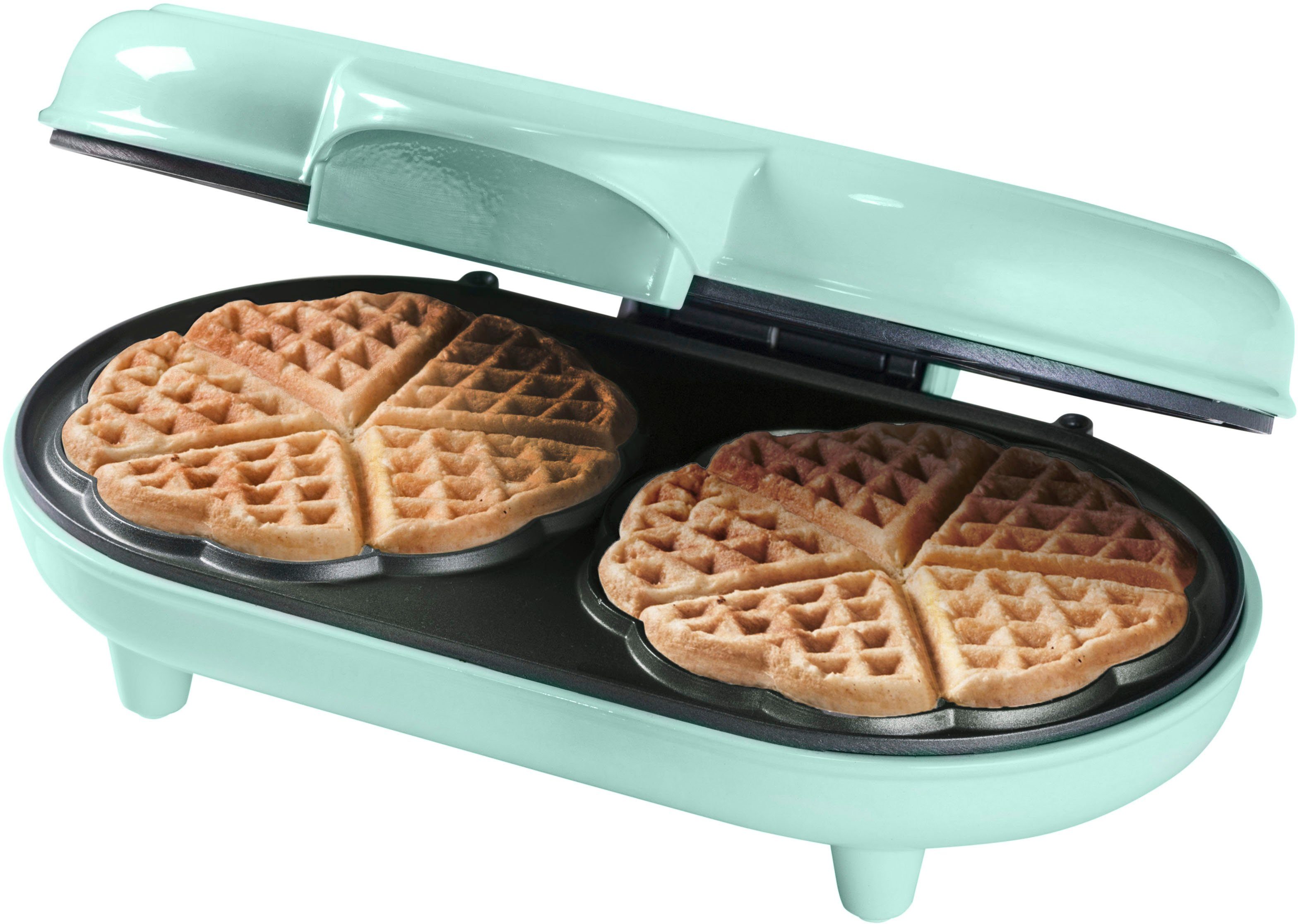 bestron Wafelijzer ADWM1000M Dubbelwafelijzer voor klassieke hartvormige wafels, antiaanbaklaag