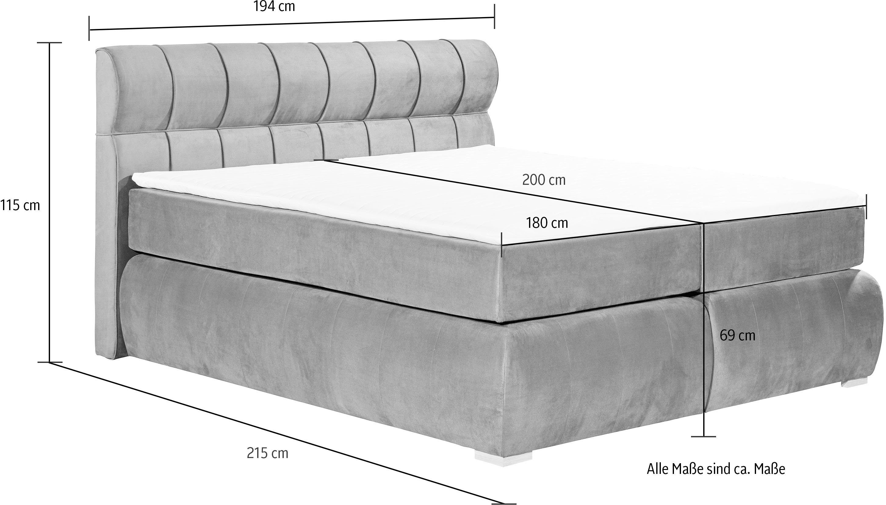 Places of Style Boxspring Felicia in h4, incl. matrastopper en bedbox