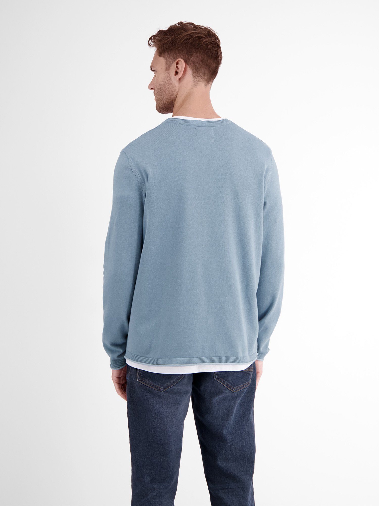 Lerros Gebreide trui LERROS ronde hals pullover, vlakbrei