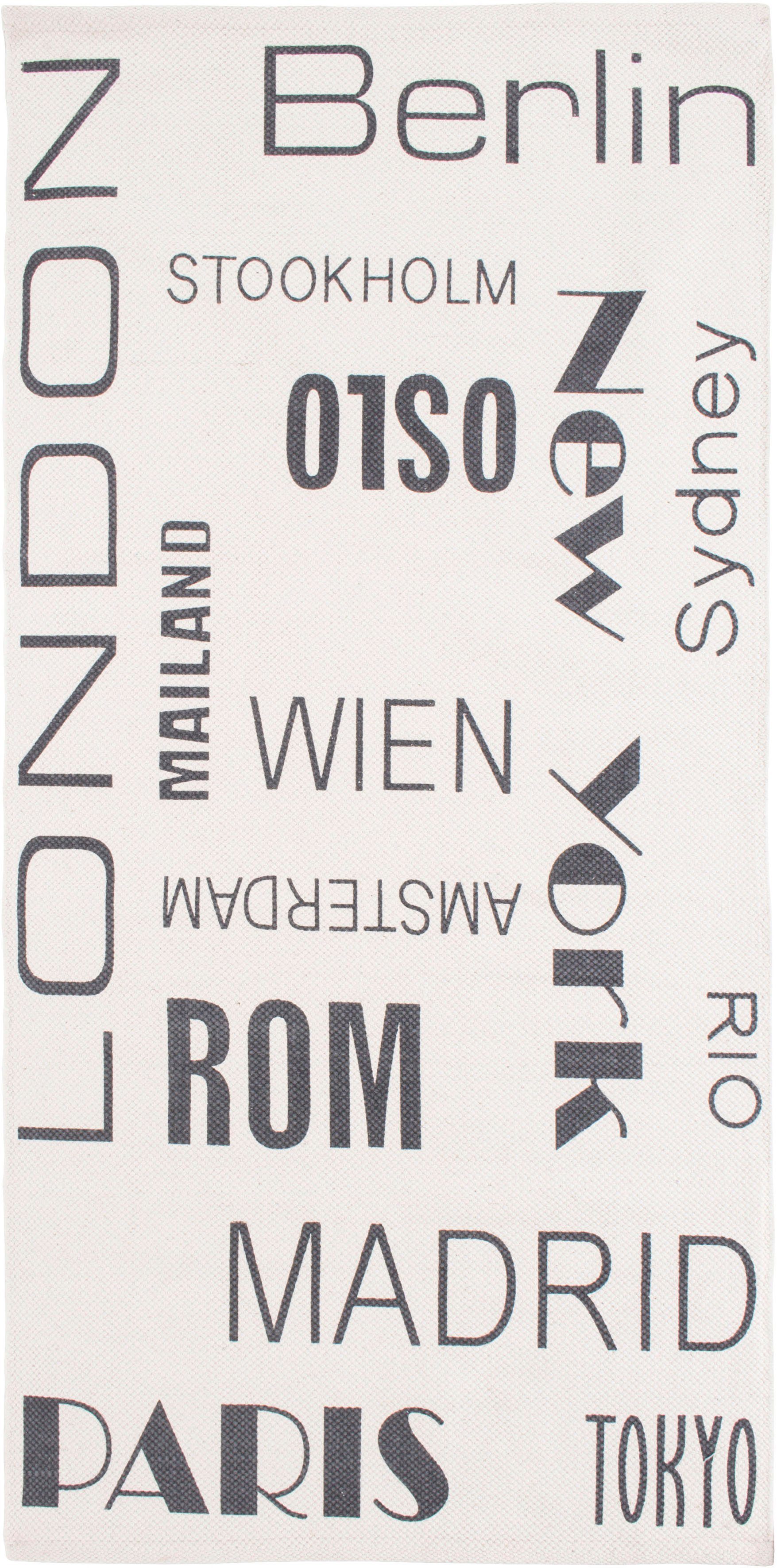 Andiamo Vloerkleed Rome handgeweven, 100% katoen, stadsontwerp, wasbaar, woonkamer