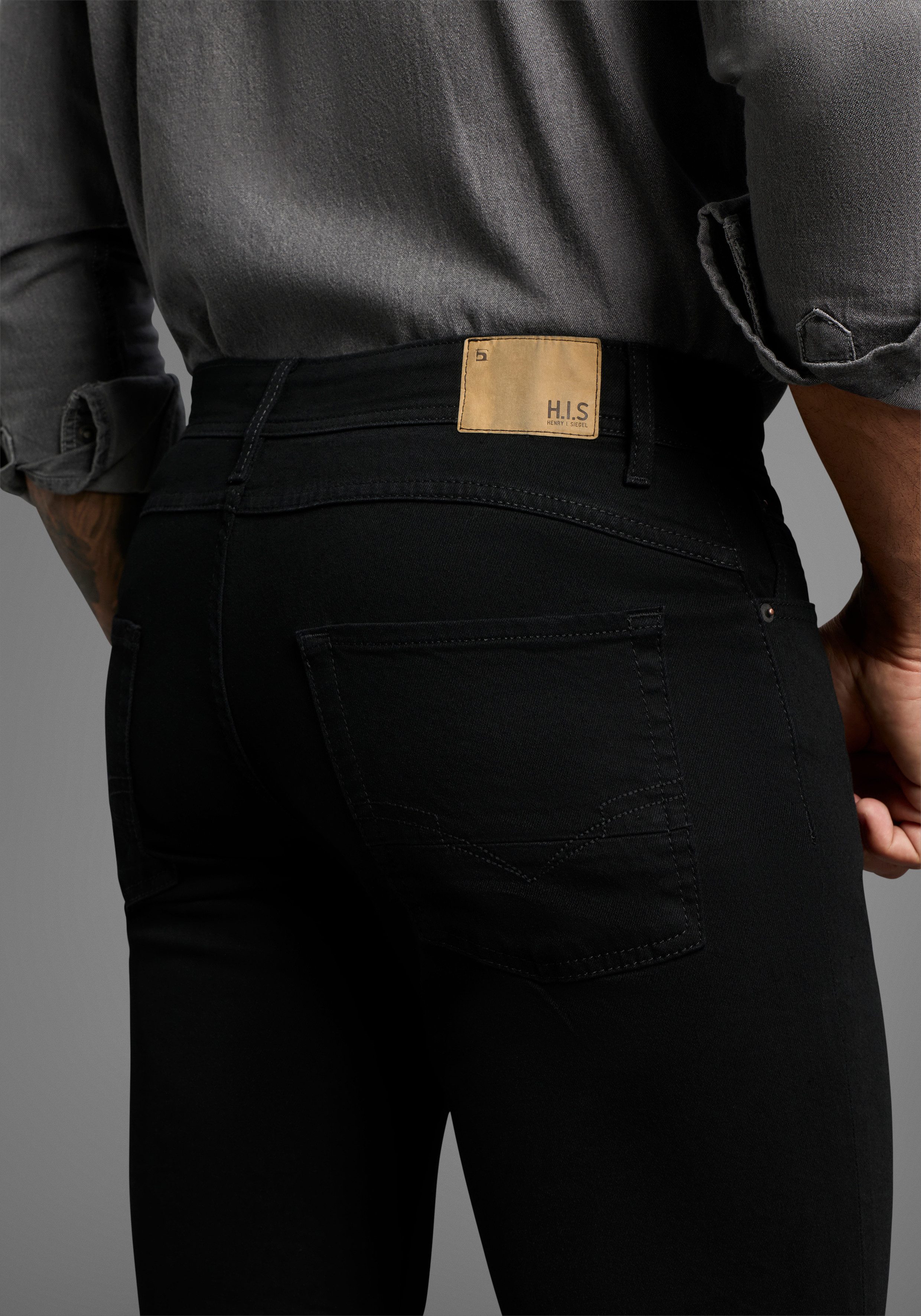 H.I.S Straight jeans NEW DALE rechte broek, met used-effecten, lage taille