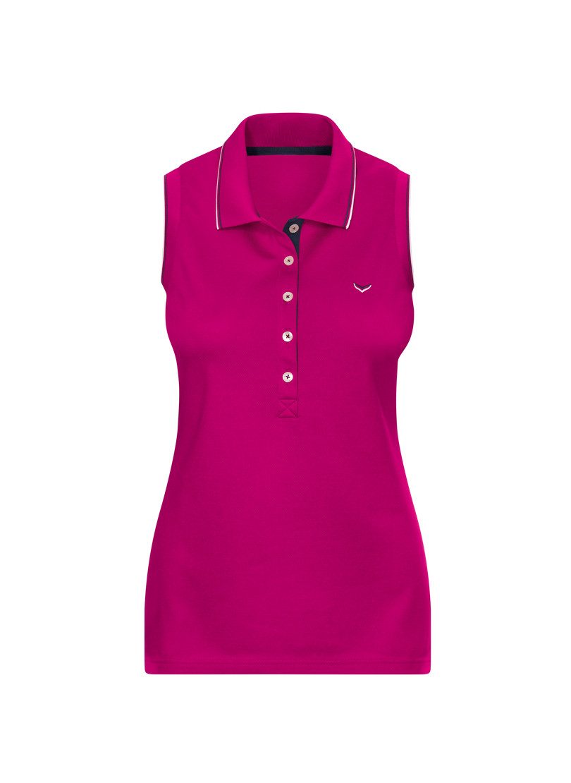 Trigema Shirttop TRIGEMA mouwloze poloshirt met contrasterende accenten (1-delig)