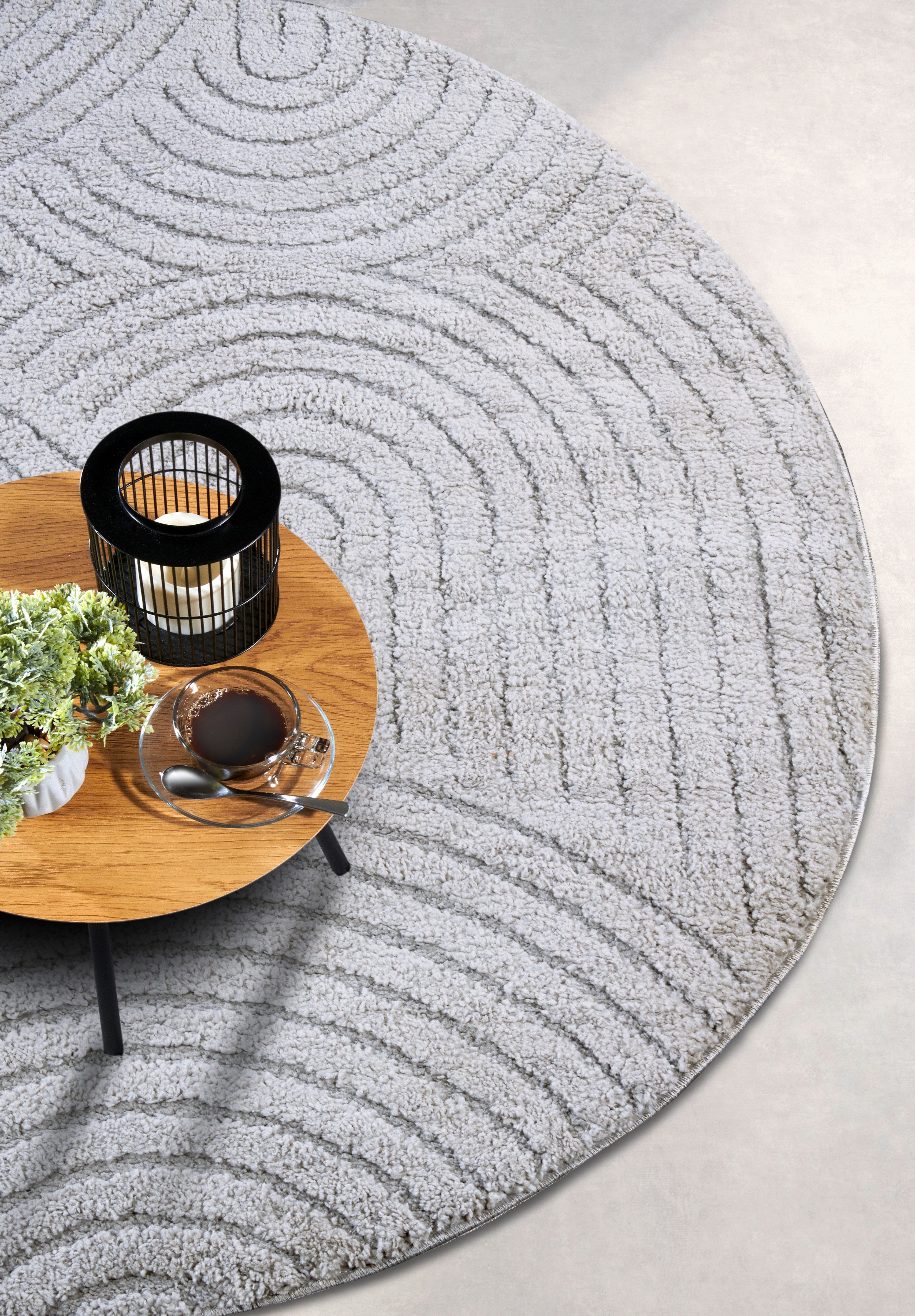 ELLE DECORATION Design-vloerkleed Cosy Panglao, ook als rond tapijt verkrijgbaar uni laagpolig, hoog-laag structuur, modern, scandi, boho, woonkamer
