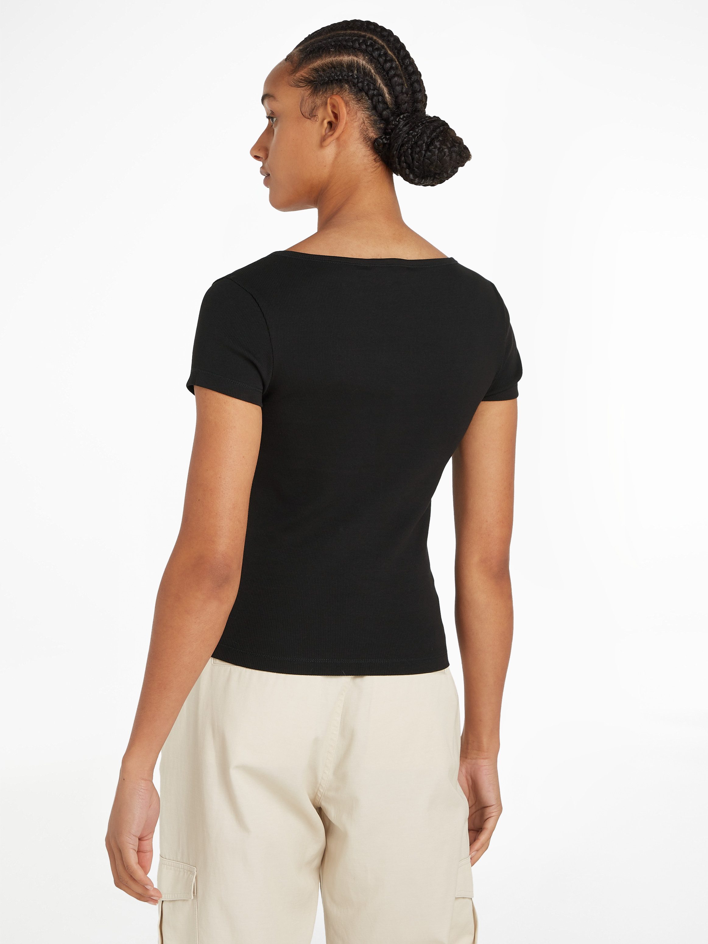 TOMMY JEANS Shirt met ronde hals TJW SLIM HENLEY TOP SS