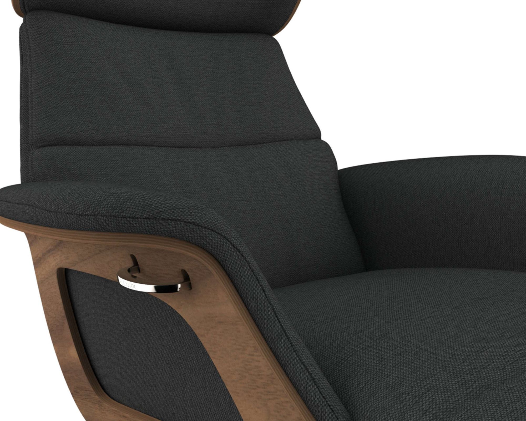 FLEXLUX Loungestoel Clement chaise longue, relaxstoel, ligstoel Rug- en hoofdsteunverstelling, armleuning, walnoot, voet van aluminium