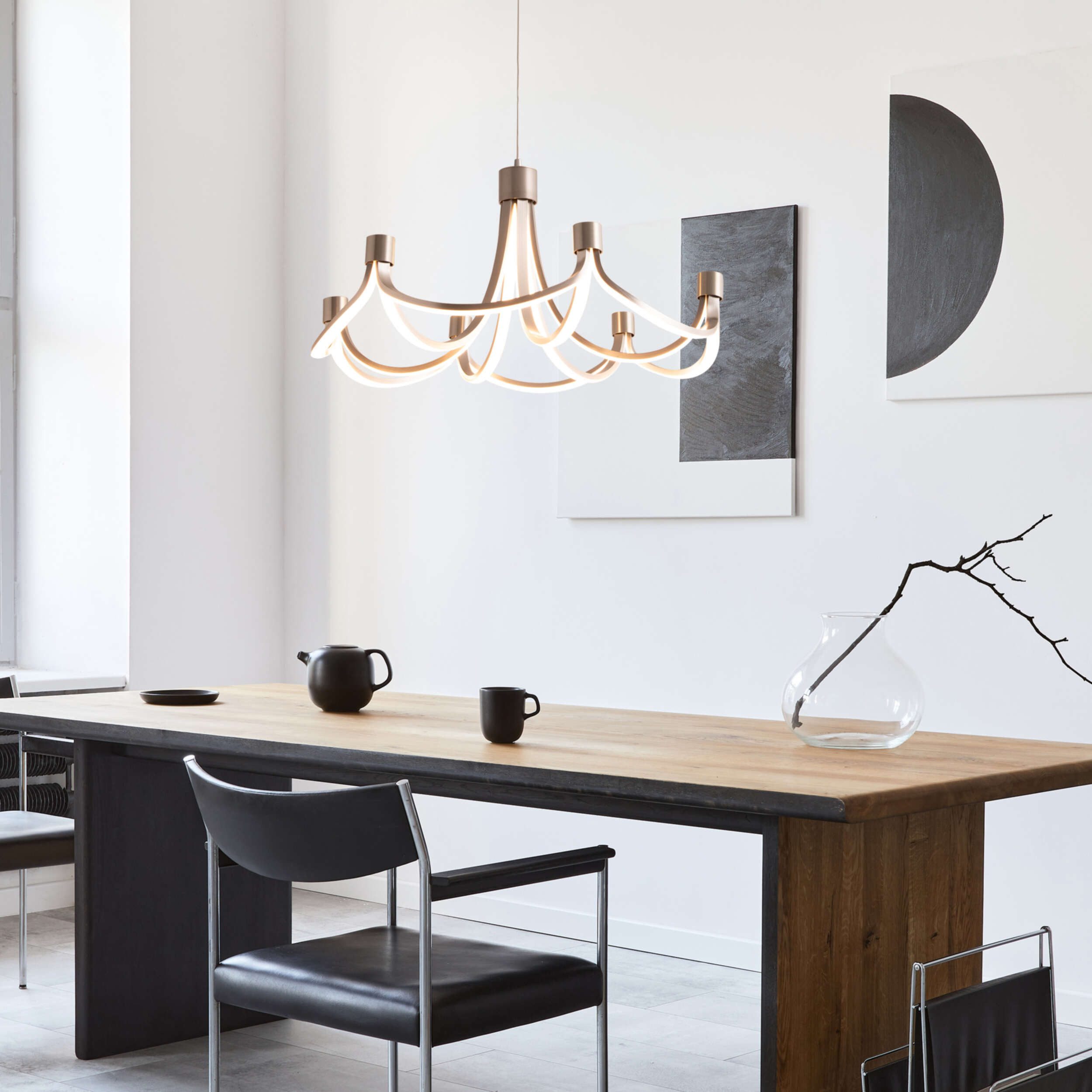 näve Led-hanglamp Festos Kroonluchter, trapsgewijs dimbaar, gesatineerd metaal, H: 150cm (1 stuk)