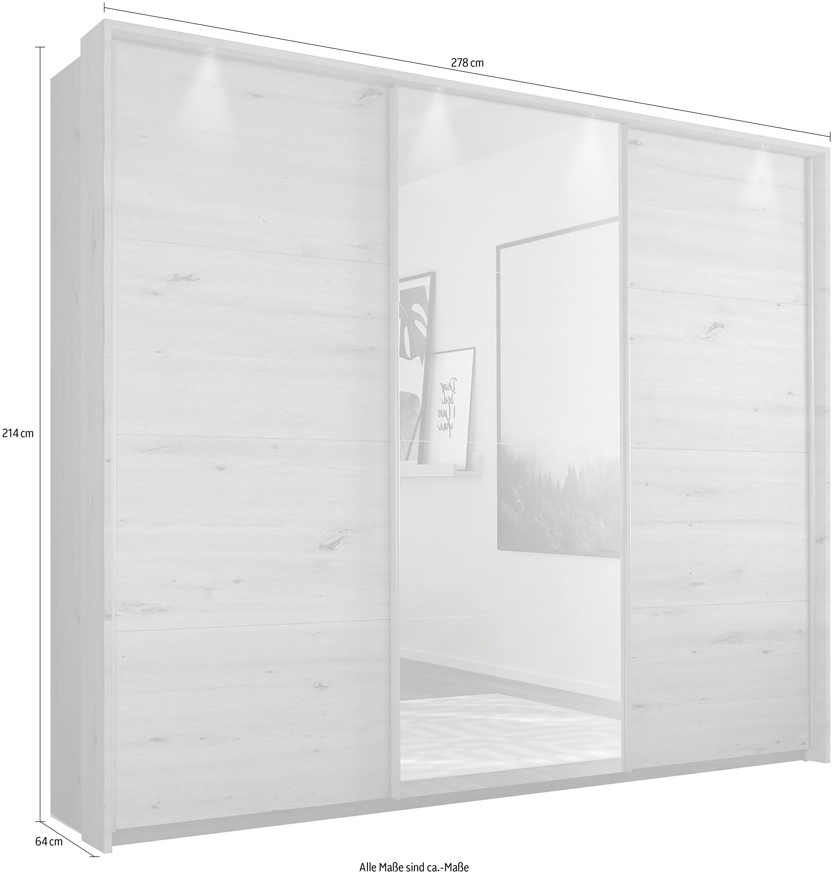 rauch Zweefdeurkast Kledingkast TOMA met passe-partout incl. rek inzet en extra legplanken made in germany