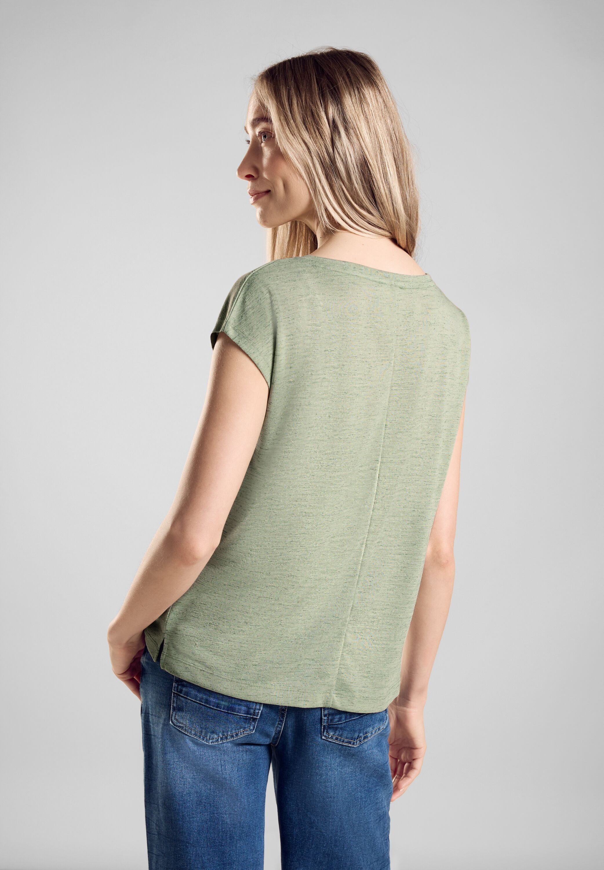 STREET ONE Shirttop met linnen melange-look