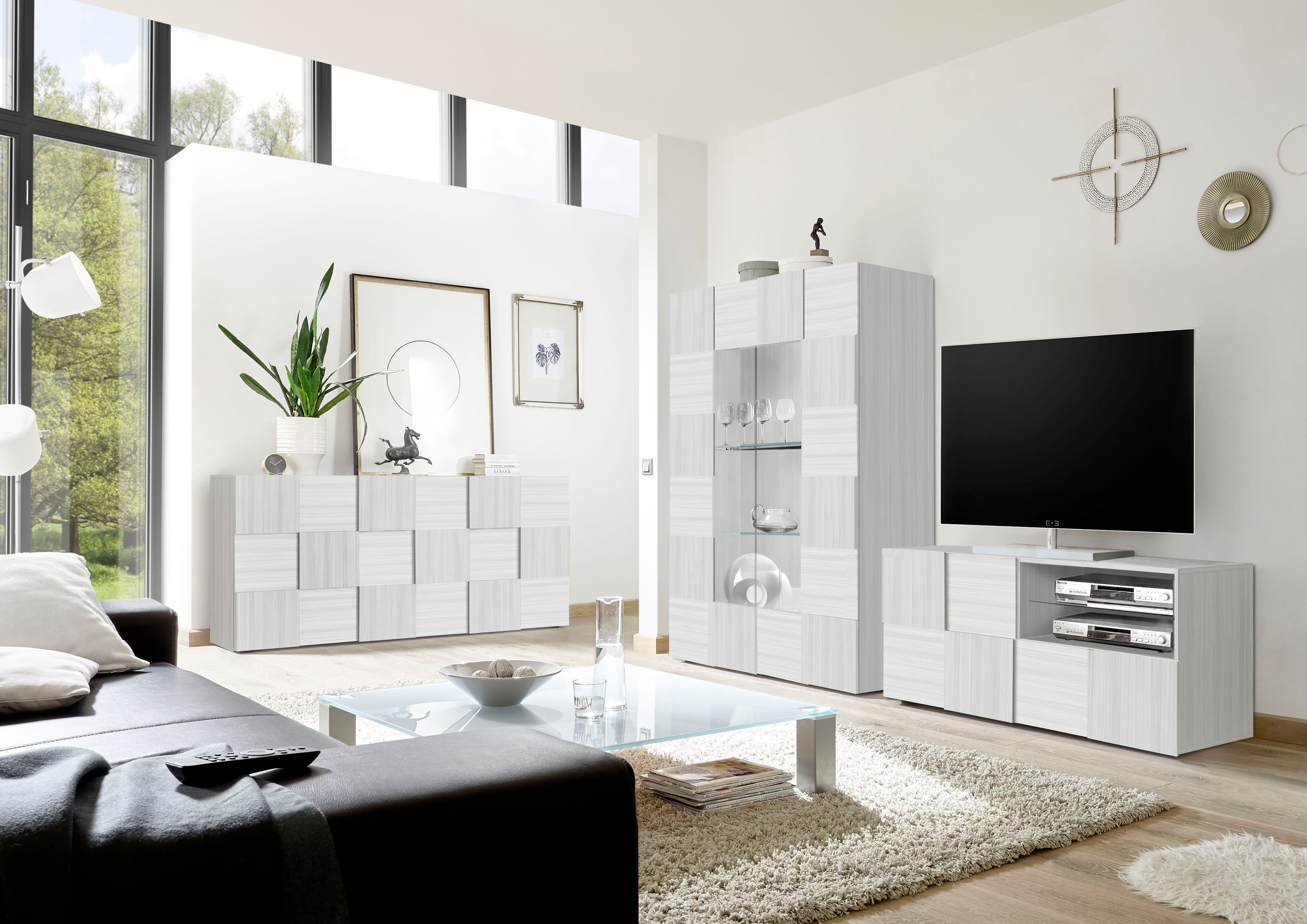 INOSIGN Dressoir Dama Breedte 181, Commode 3 deuren, Dressoir Front in 3D-uiterlijk, veel opbergruimte, verschillende kleuren