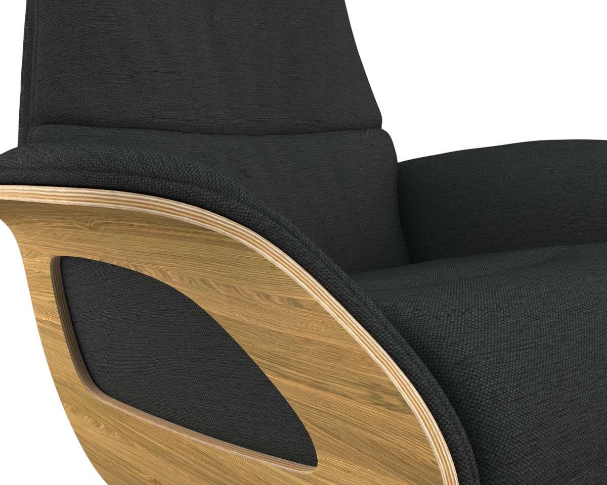 FLEXLUX Relaxfauteuil Clement praktische elektrische fauteuil Maat M, elektrische rug- en voetensteun, accu, armleuning Eiken, aluminium voet