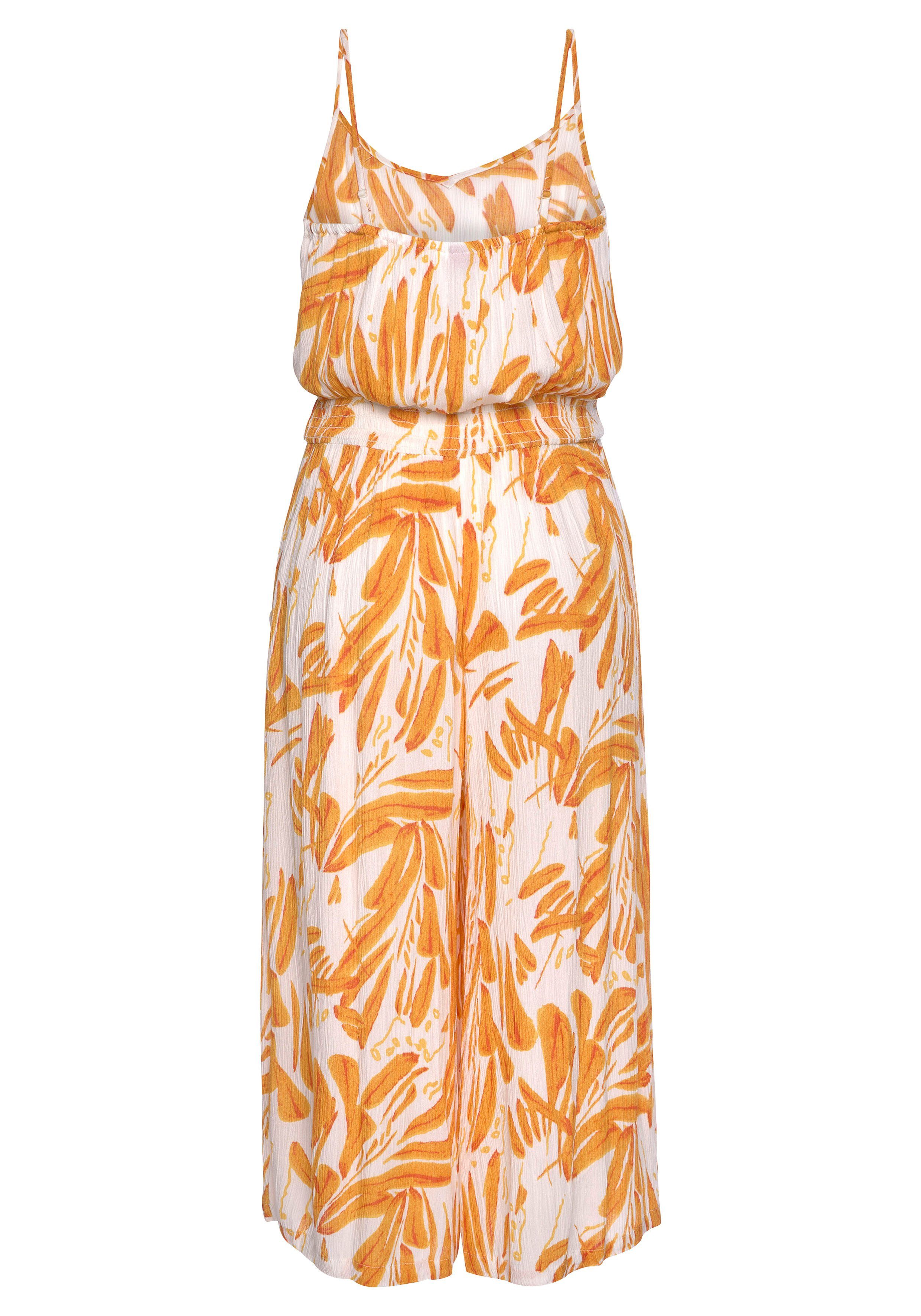 s.Oliver RED LABEL Beachwear Jumpsuit in culotte-stijl met alloverprint, zomerse jumpsuit met extra wijde pijpen