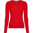 tommy hilfiger gebreide trui th ess cable c-nk sweater ls modieus kabelmotiefje all-over rood