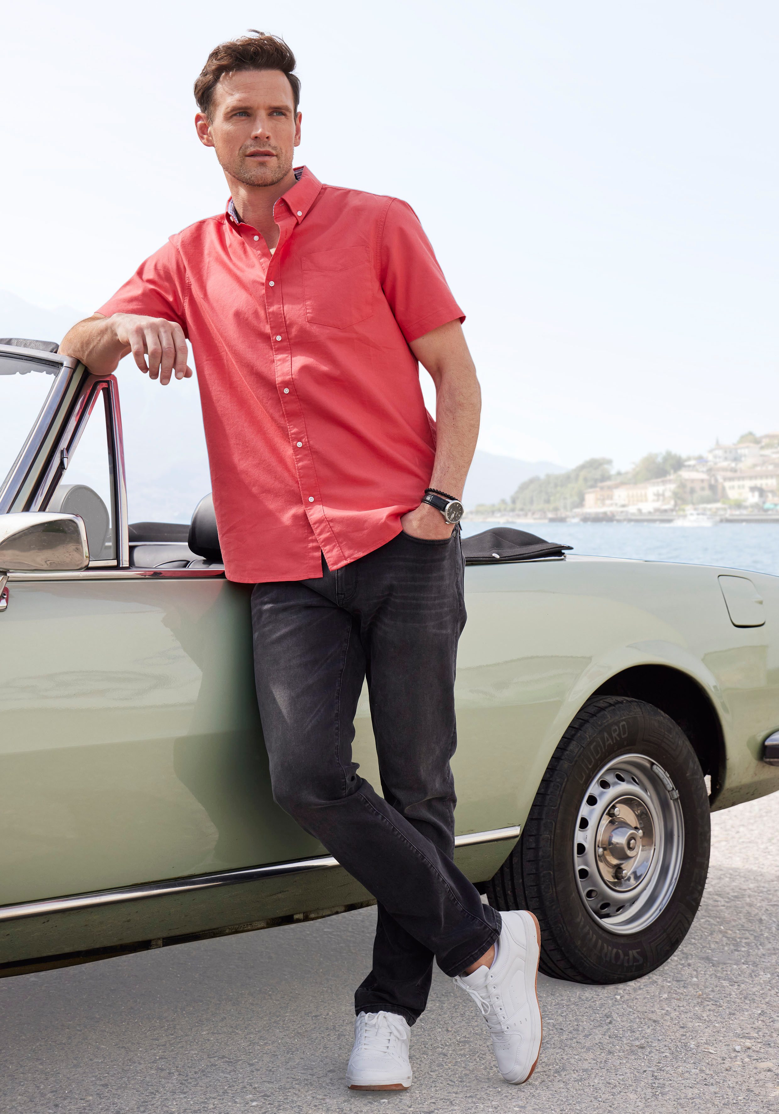 H.I.S Overhemd met korte mouwen Regular fit met button-down kraag, 100% katoen