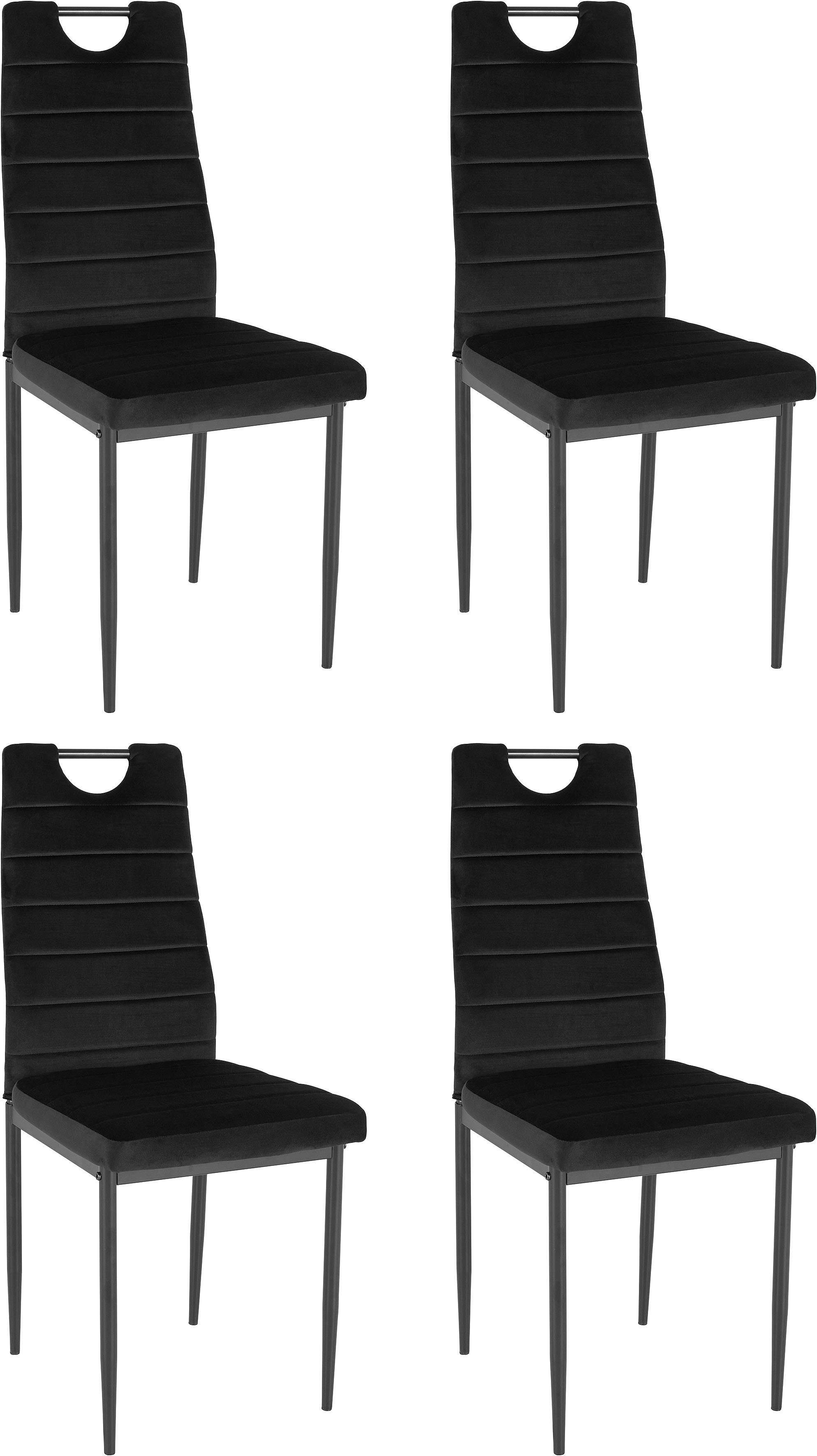 INOSIGN Eetkamerstoel (set van 2 of 4) met veloursovertrek, rugleuning met handgreep (set)