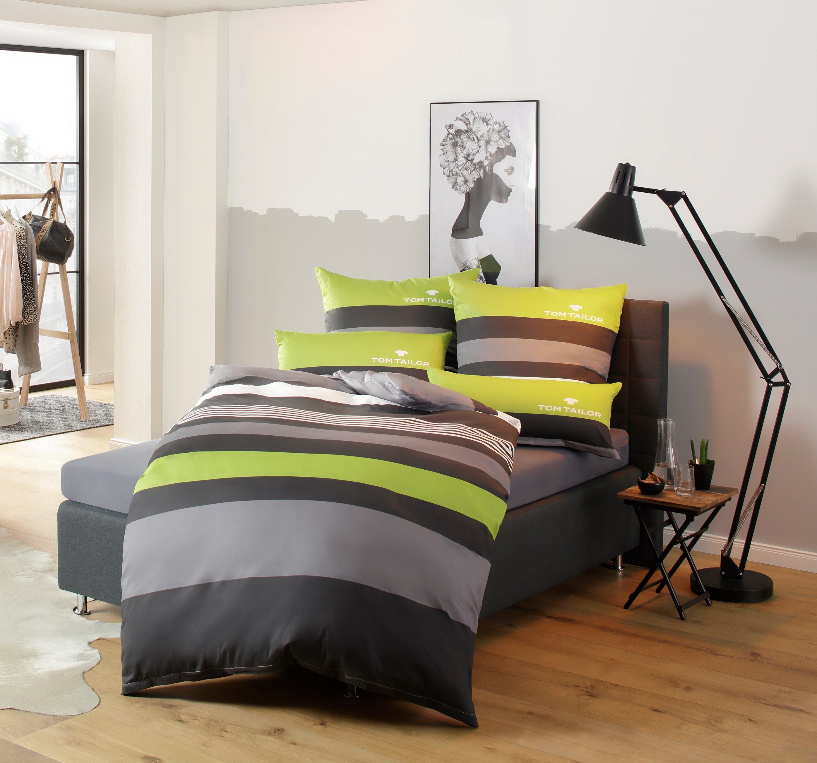 TOM TAILOR HOME Overtrekset Carl in mt. 135x200 of 155x220 cm met gratis geschenk: hoeslaken, 100% katoen, met ritssluiting