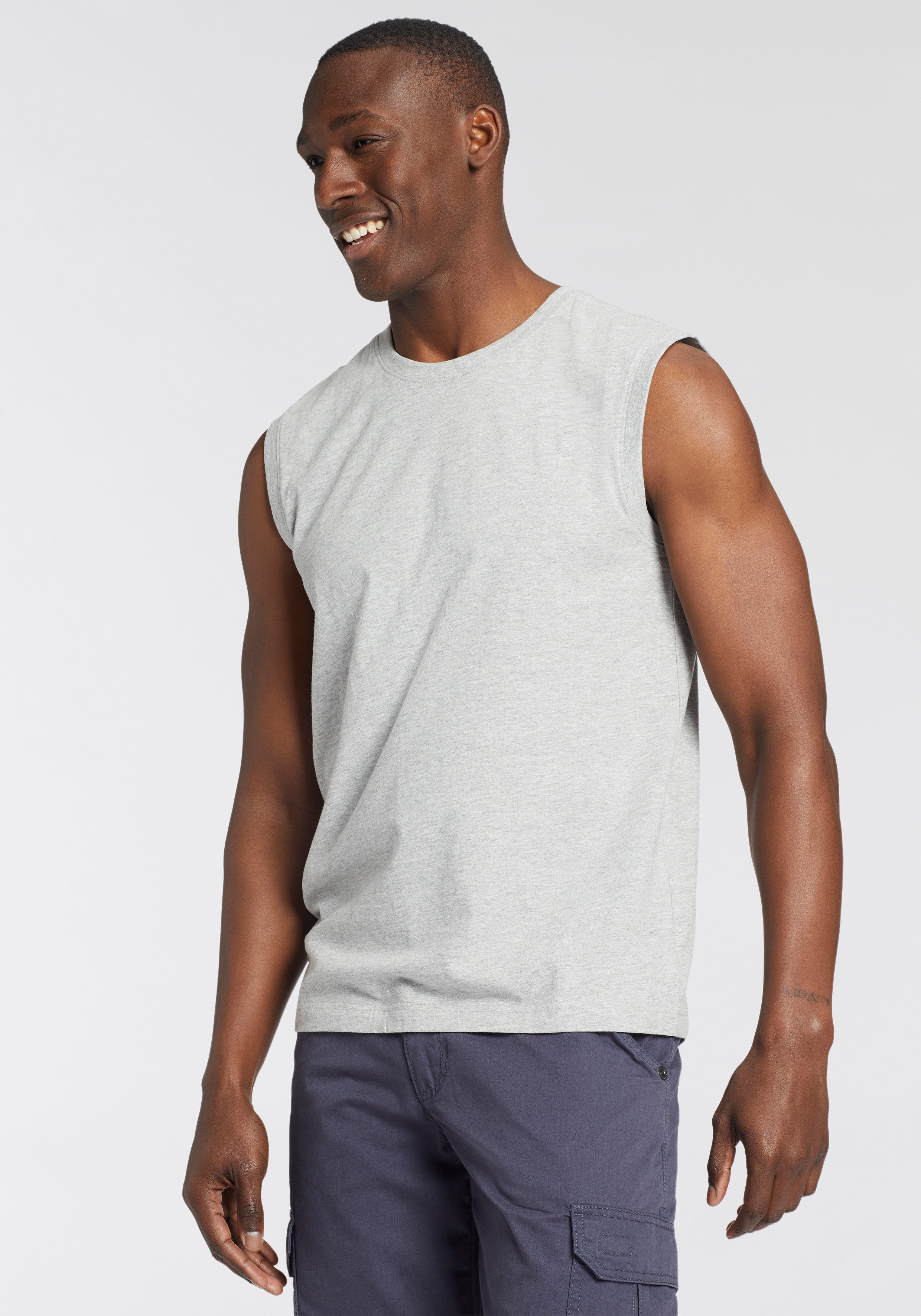 Man's World Muscle-shirt mouwloos basic stijl effen ronde hals (3-delig Set van 3)