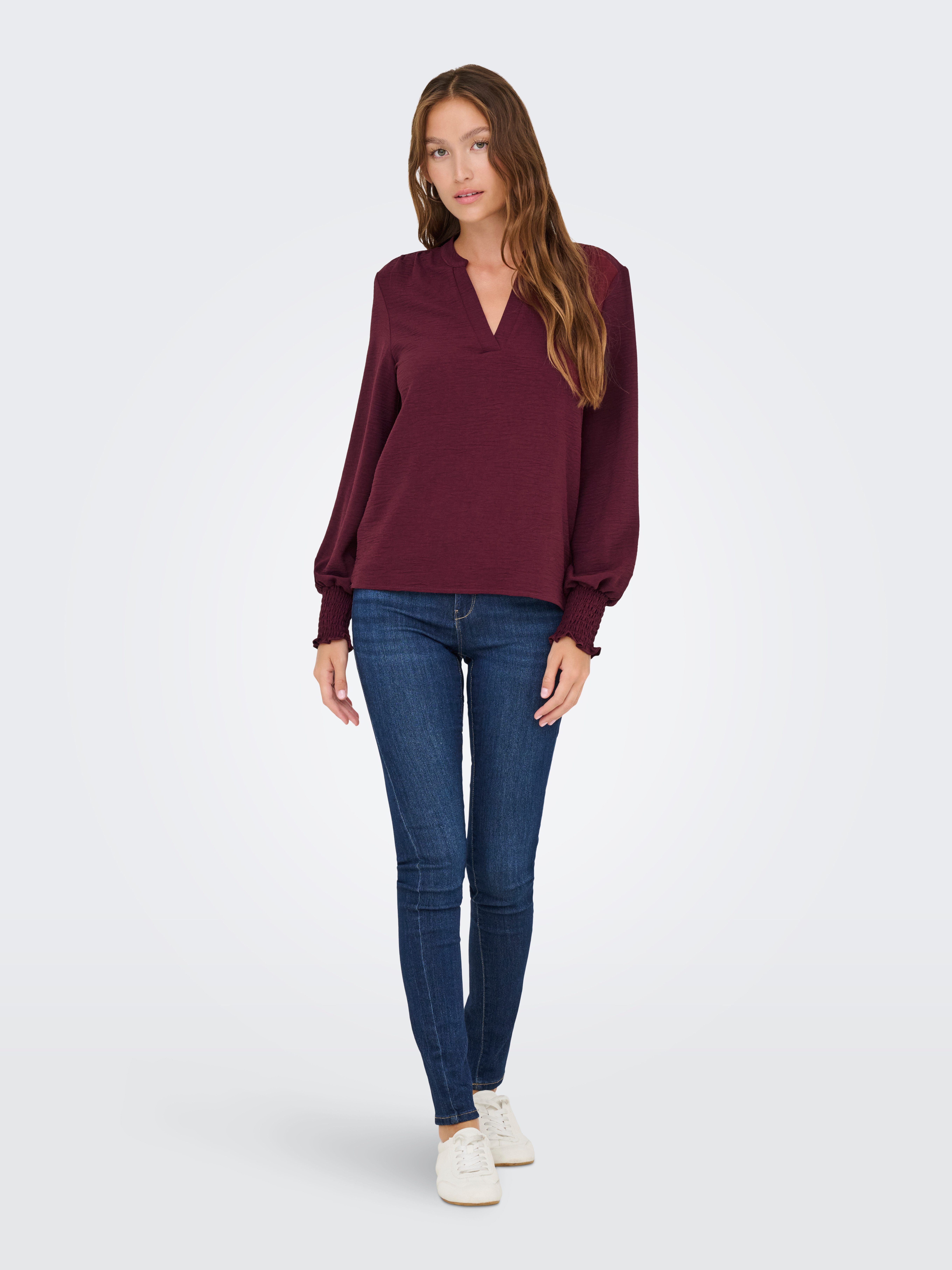 Only Shirt ONLMETTE V-NECK LS SMOCK TOP NOOS WVN