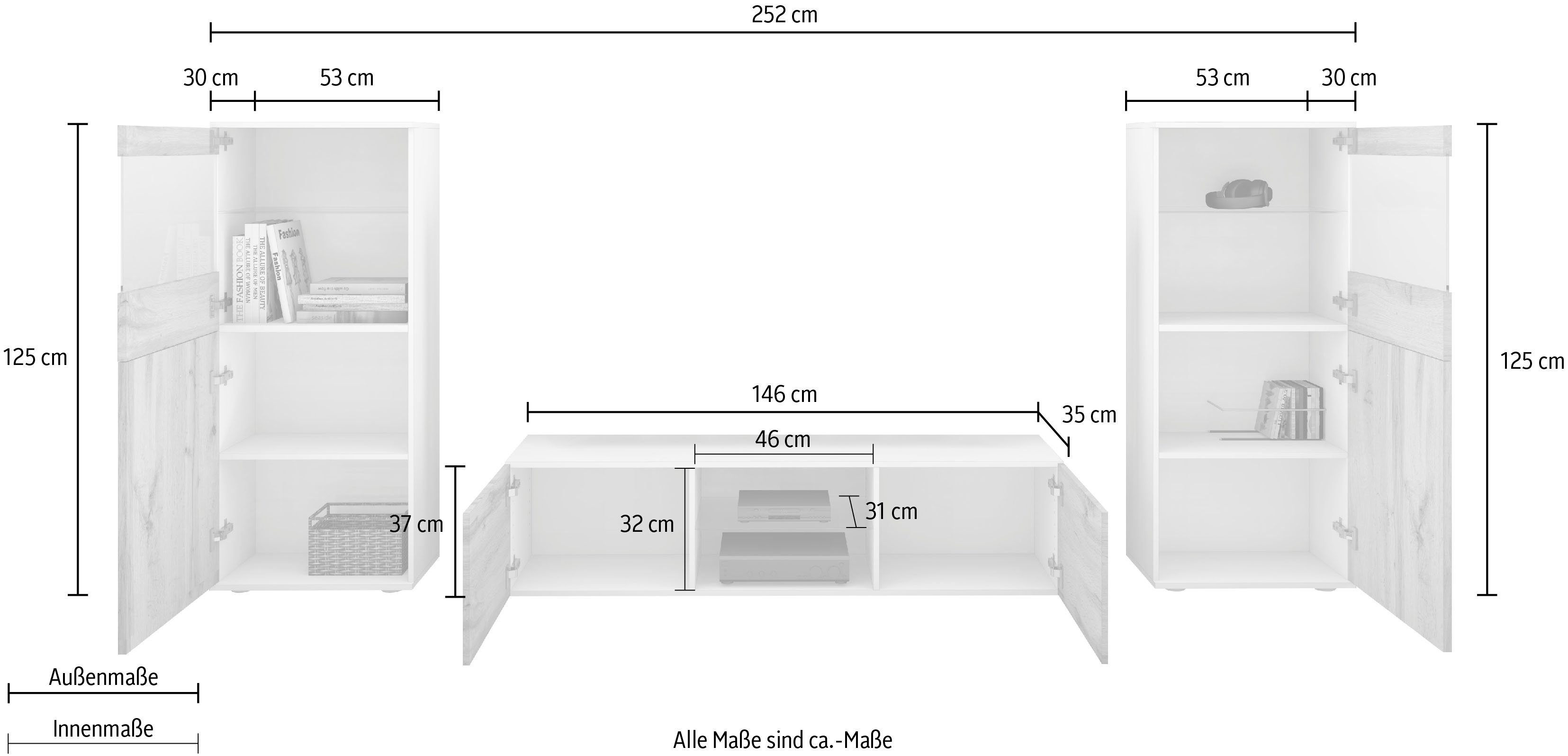 borchardt Möbel Wandmeubel Scala 3-delig (set, 3 stuks)