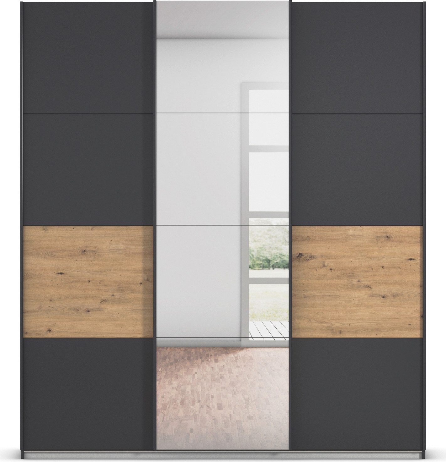 rauch Schuifdeurkast Kledingkast Kast Garderobe CORTONA inclusief indeling, 2 stoffen dozen en extra planken