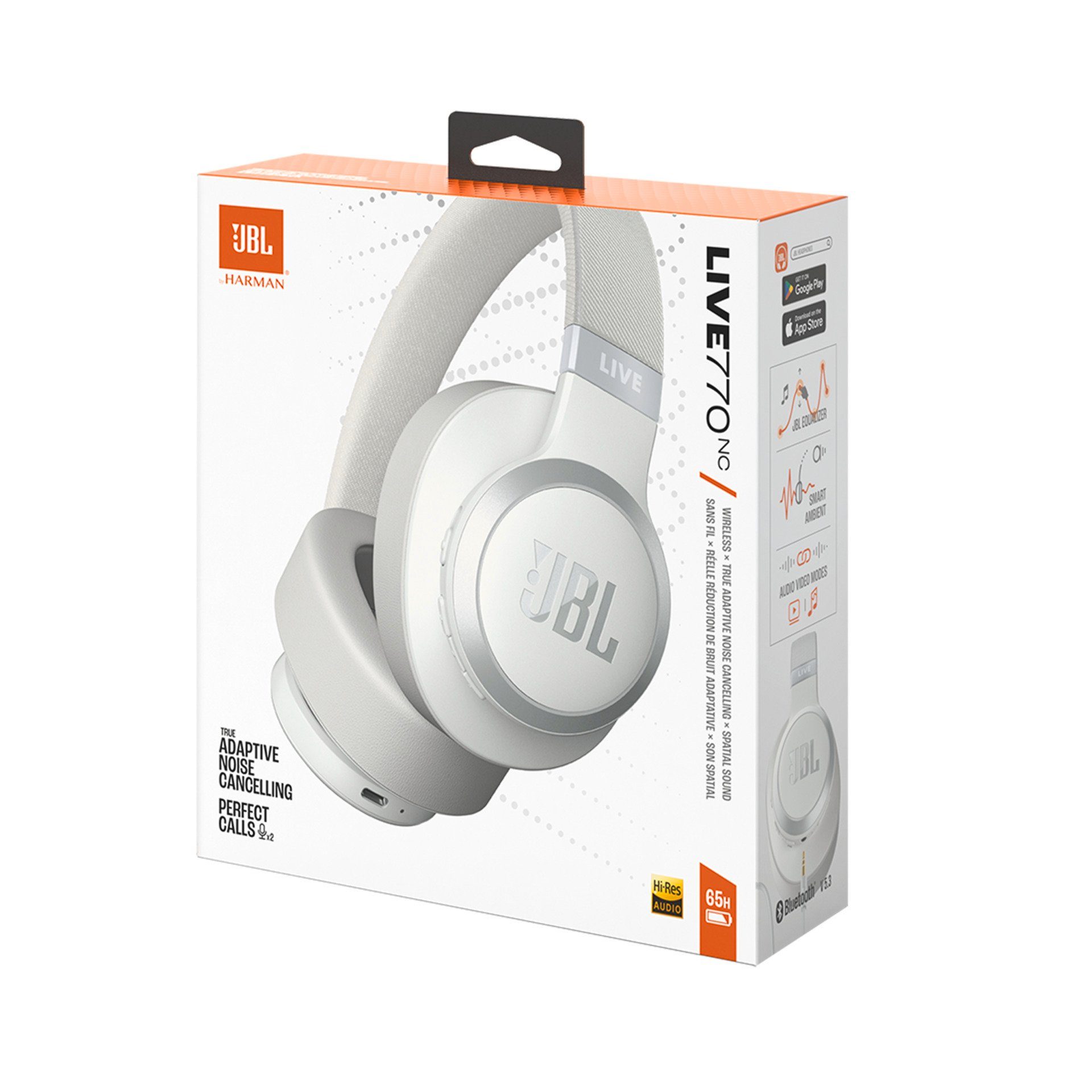 JBL Wireless hoofdtelefoon LIVE 770NC met JBL Signature Sound en Surround Sound Draadloze Over Ear hoofdtelefoon met True Adaptive Noise Cancelling