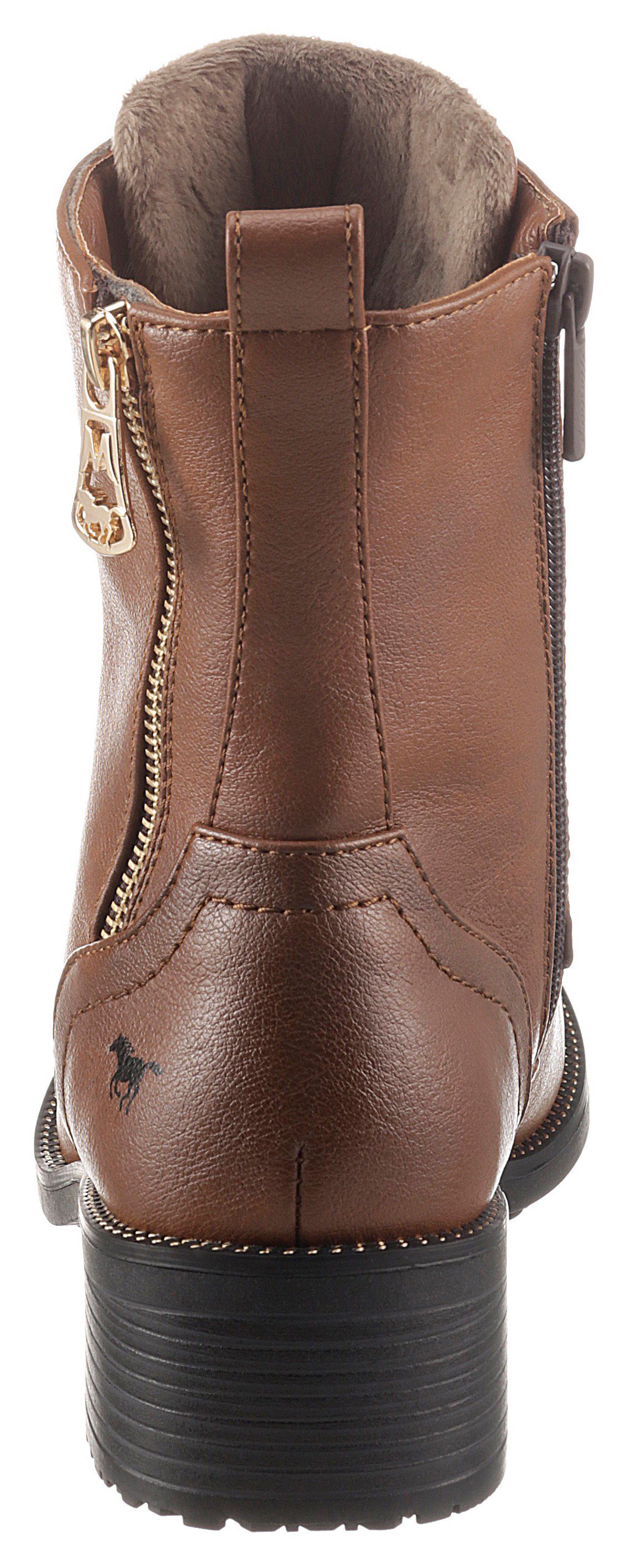 Mustang Shoes Veterlaarsjes lace-up boots, block heel, with practical inner zipper