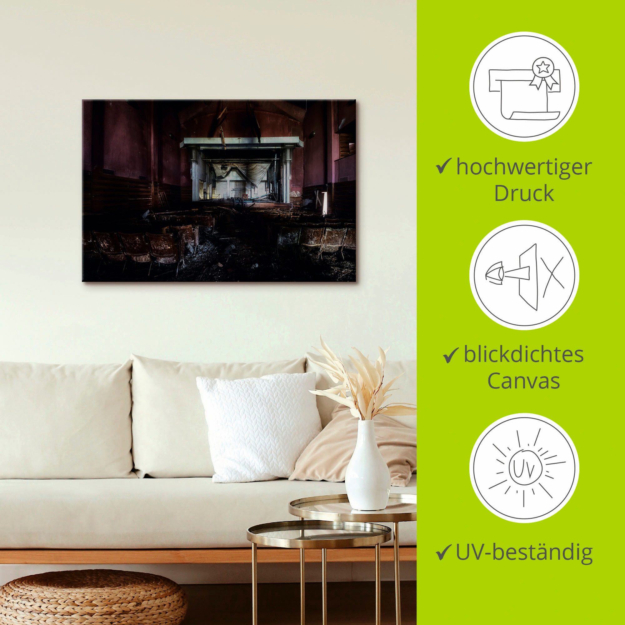 Artland Artprint Lost Place - bioscoop - verlaten plaatsen als artprint van aluminium, artprint voor buiten, artprint op linnen, poster in verschillende maten. maten