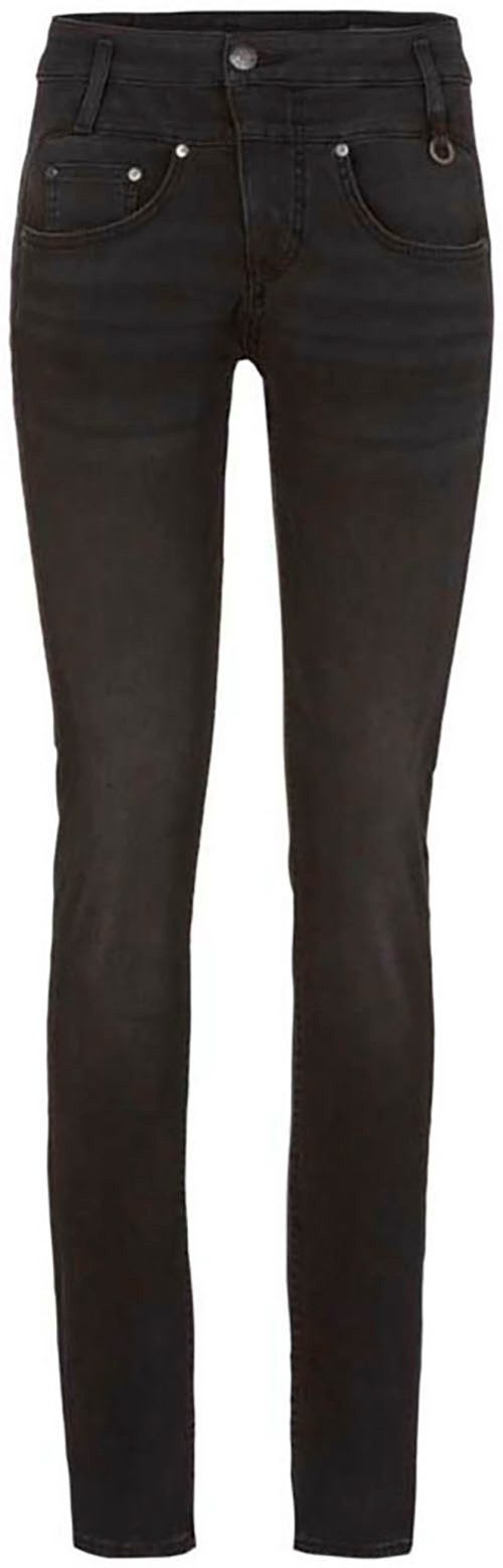 Herrlicher Skinny fit jeans Sharp Slim Reused Denim Black met decoratieve ring aan de riemlus