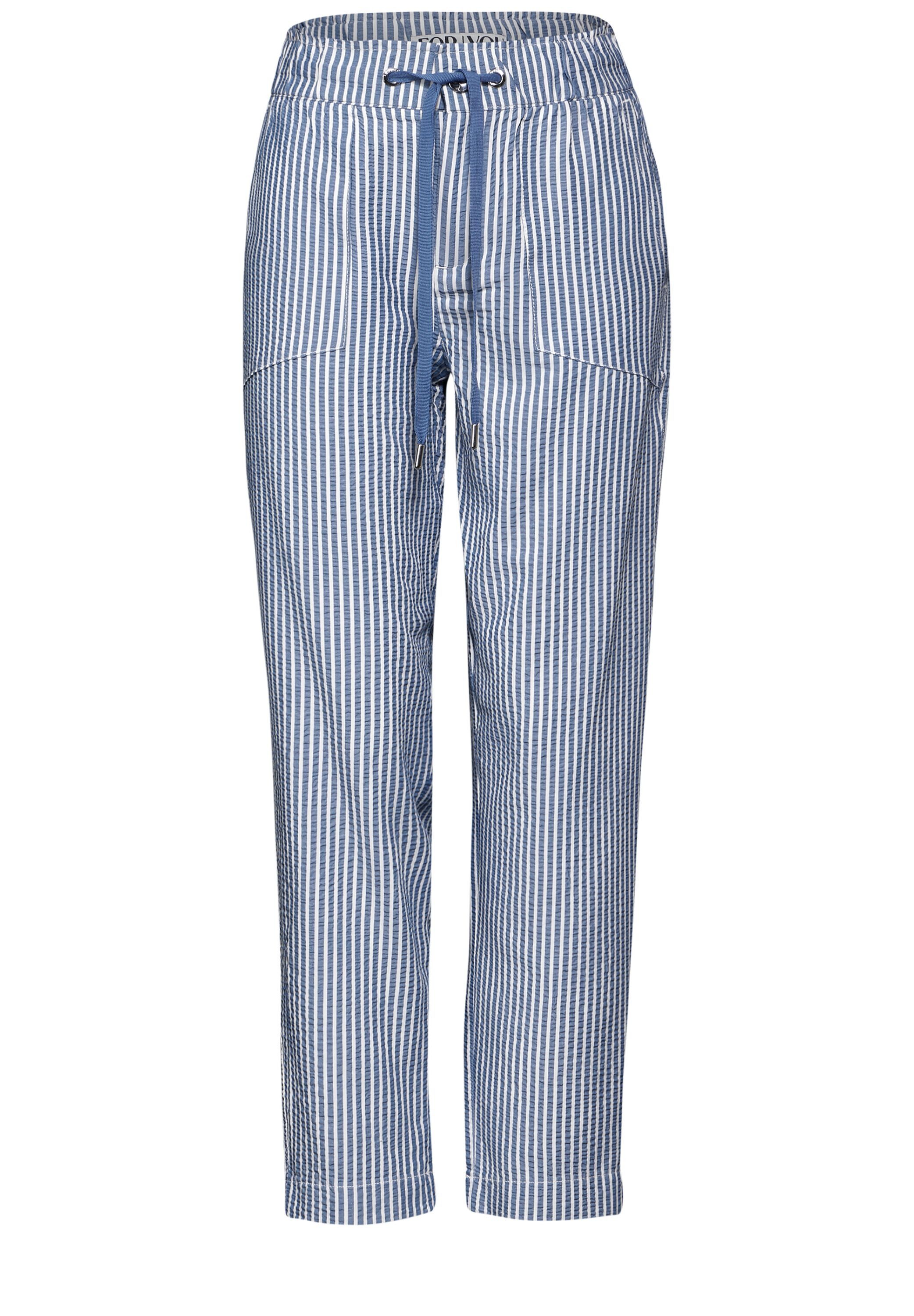 STREET ONE 7/8 broek met seersucker-strepen