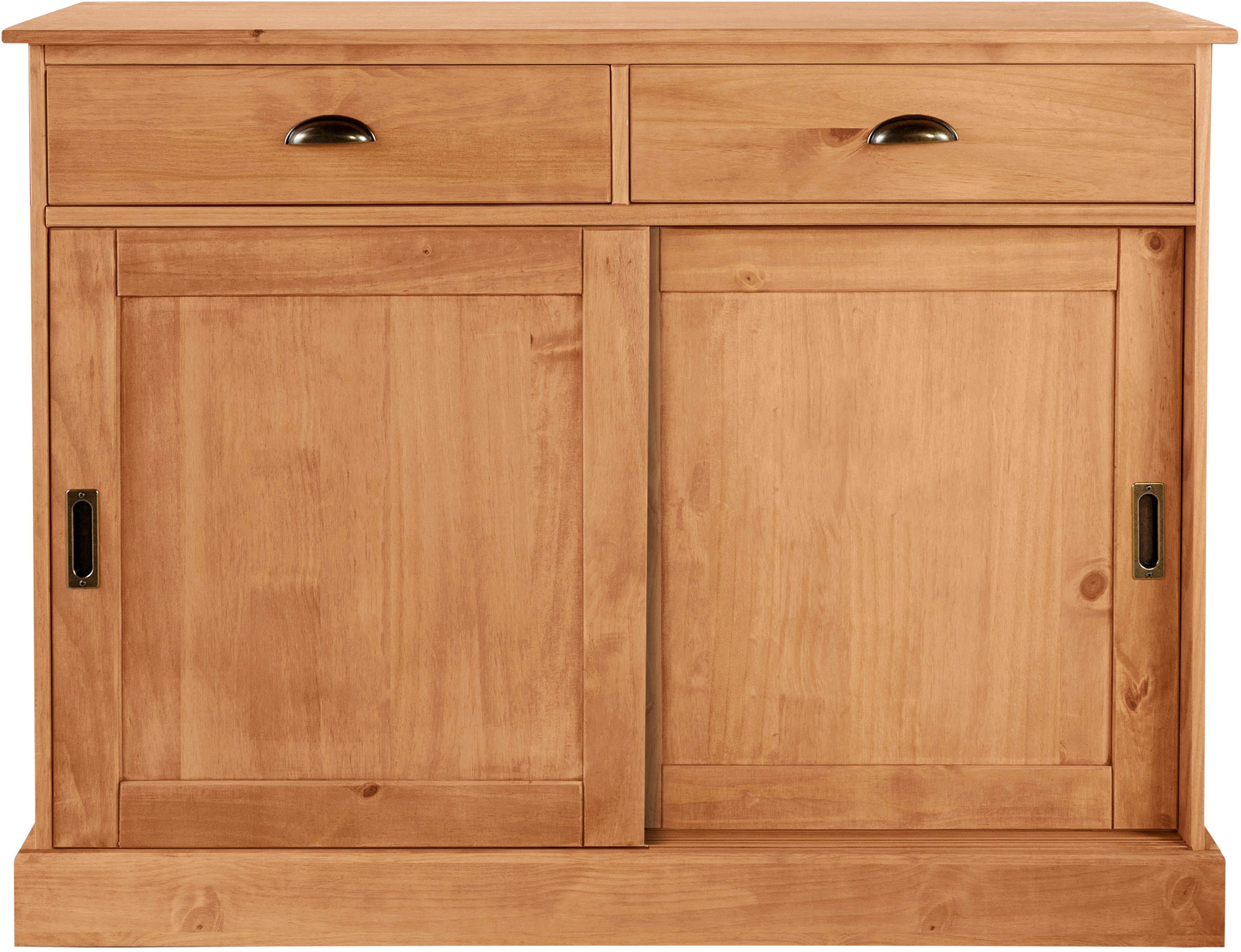 Home affaire Dressoir Schröder Commode, 2 schuifdeuren, 2 lades, van massief dennenhout