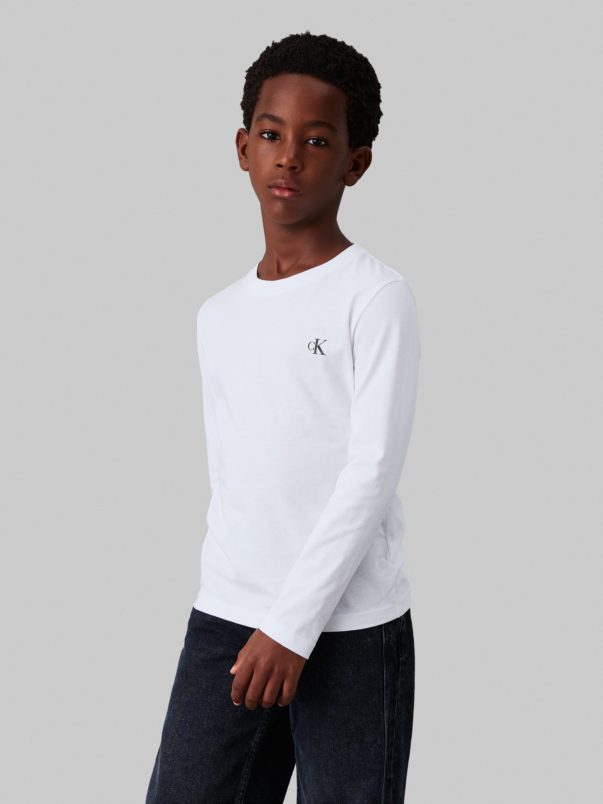 Calvin Klein T-shirt Chest Mono Ls T-Shirt 2-Pack voor kinderen tot 16 jaar en met logoprint