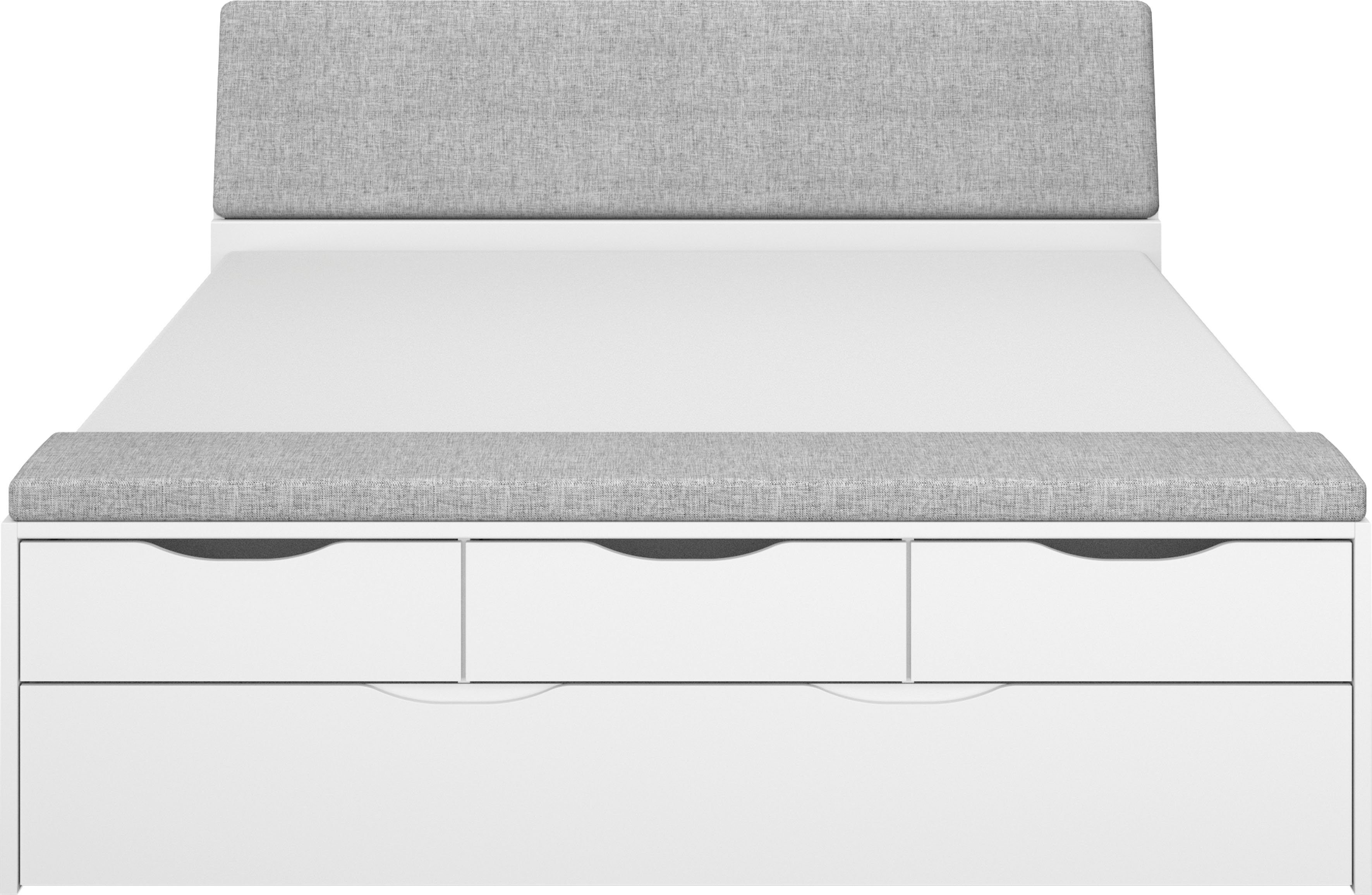 rauch Ledikant met bergruimte Scala-XL incl. bekleed hoofdbord met bergruimte, bedbank met bekleding en laden