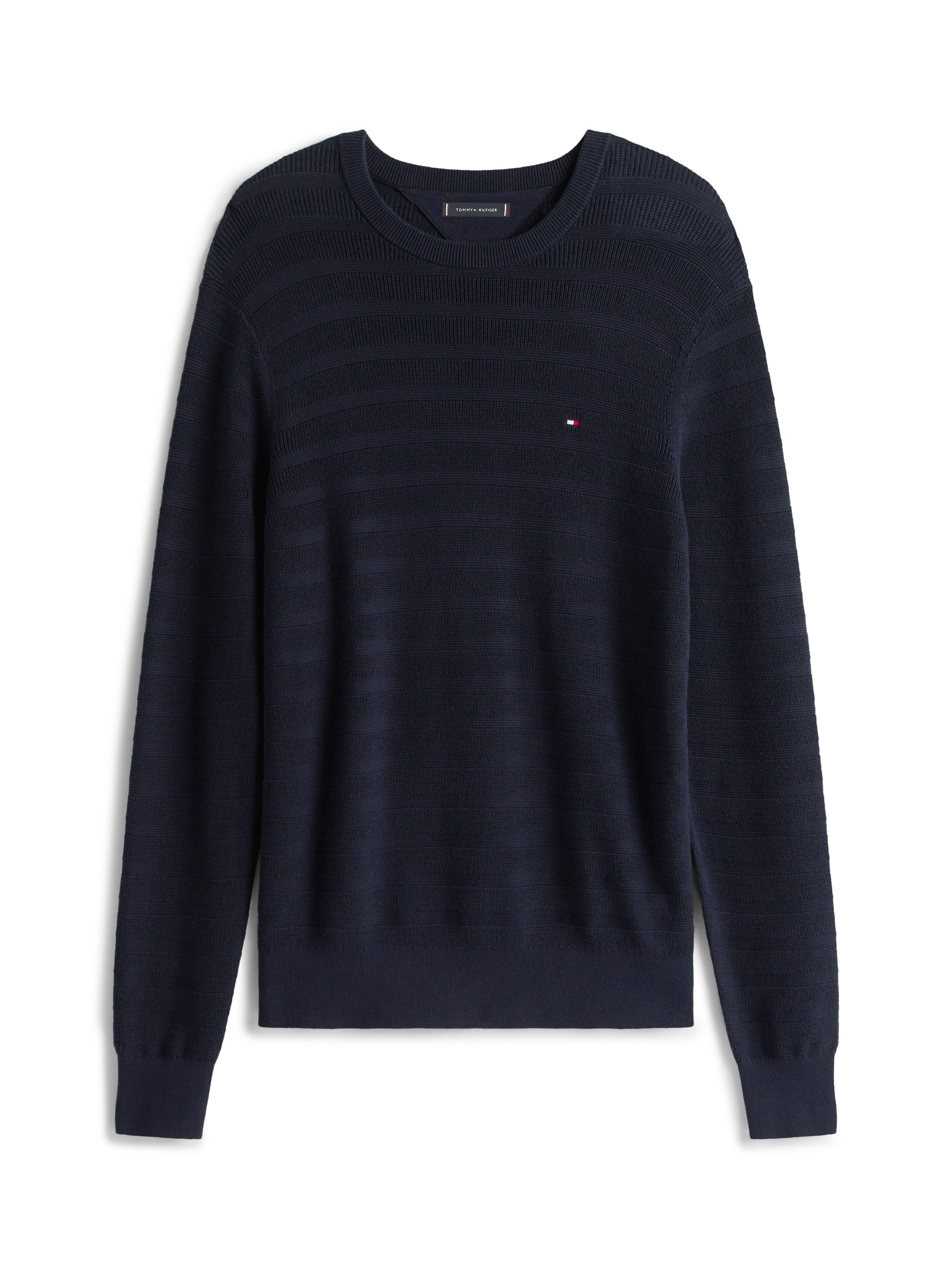 Tommy Hilfiger Trui met ronde hals STRIPE STRUCTURE regular fit, licht oversized schouders